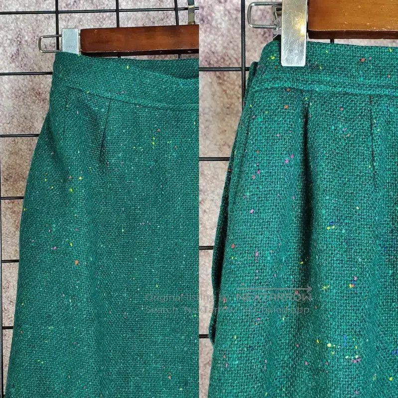 Yves Saint Laurent Yves Saint Laurent Green Embroidered Wool Skirt . Size 29" - 4 Thumbnail