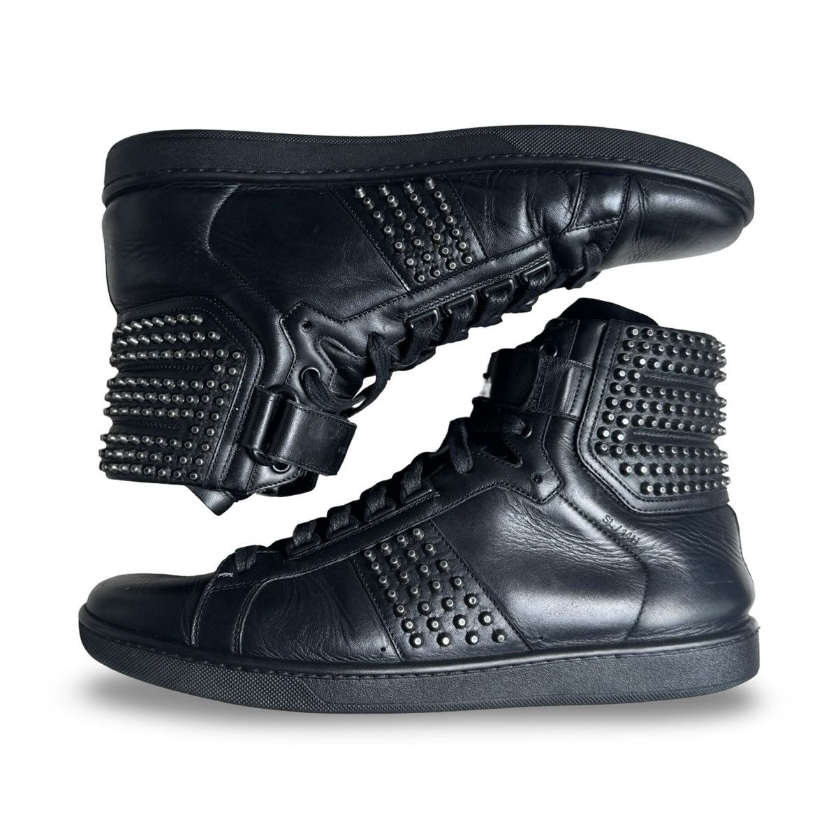 Saint Laurent Paris SAINT LAURENT PARIS SL/14H BLACK STUDDED HIGHTOPS Size US 10.5 / EU 43-44 - 13 Thumbnail
