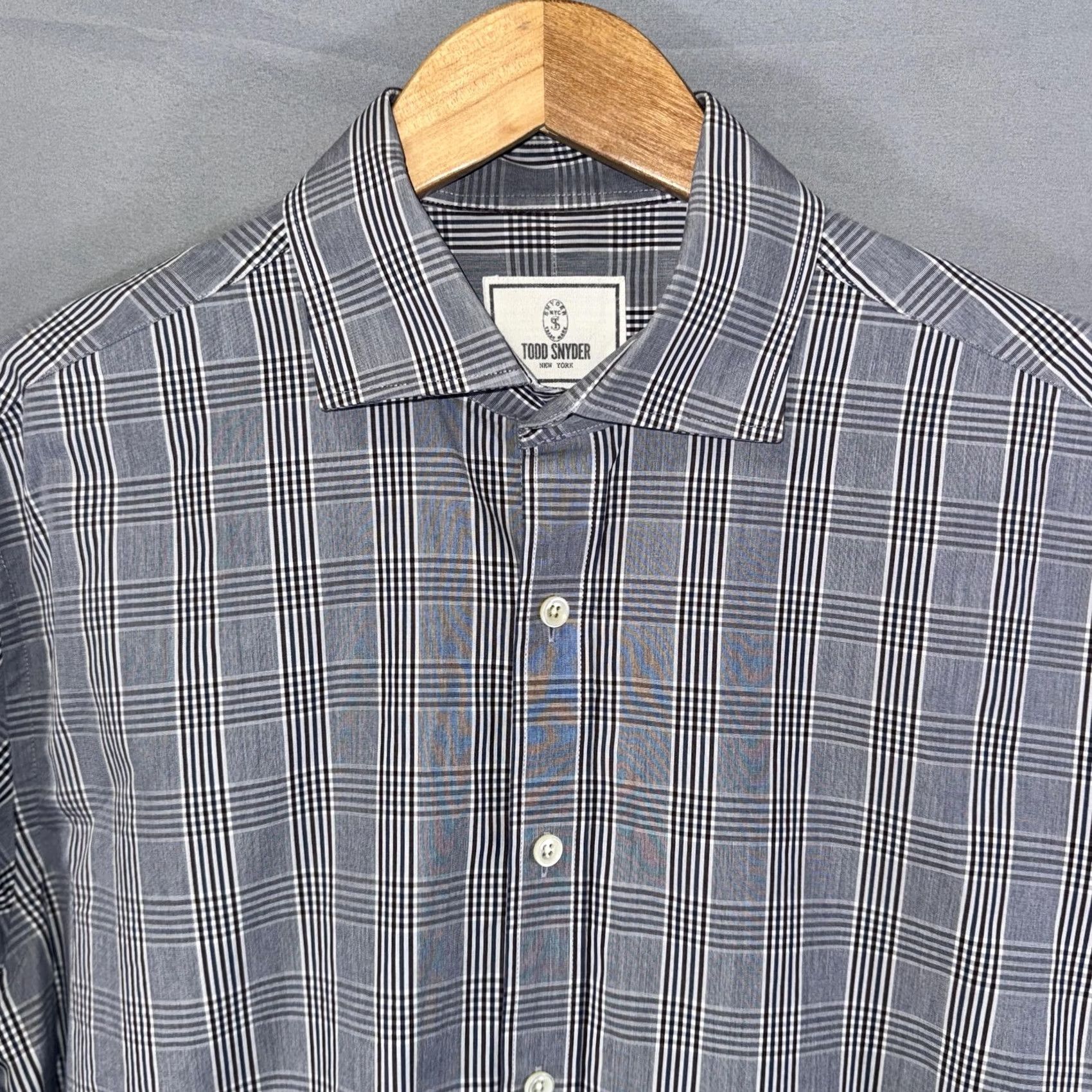 Todd Snyder Todd Snyder Shirt Mens 16.5 34/35 Blue Gray Plaid Button Down Long Sleeve L Blue Mens Size US L / EU 52-54 / 3 - 6 Thumbnail