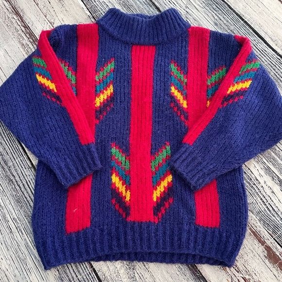 Vintage Vintage 80’s Wool Blend Funky Knit Sweater Size M / US 6-8 / IT 42-44 - 1 Thumbnail
