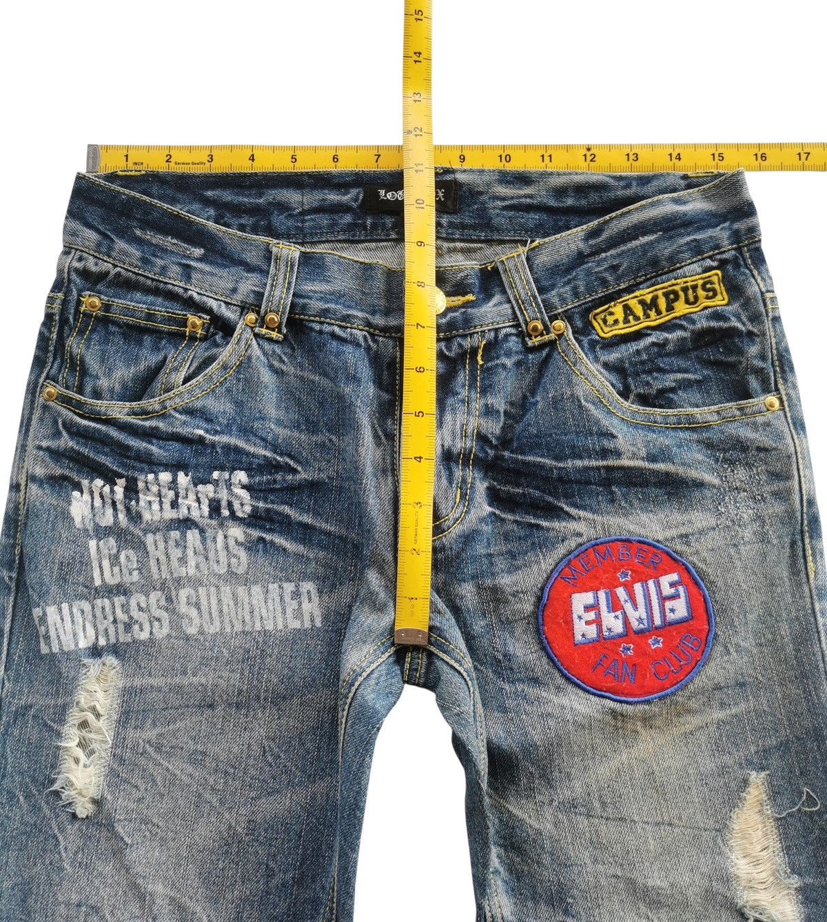 LOWBOX Avantgarde Lowbox Distressed Clawmark Elvis Patches Jeans Size US 31 - 10 Thumbnail