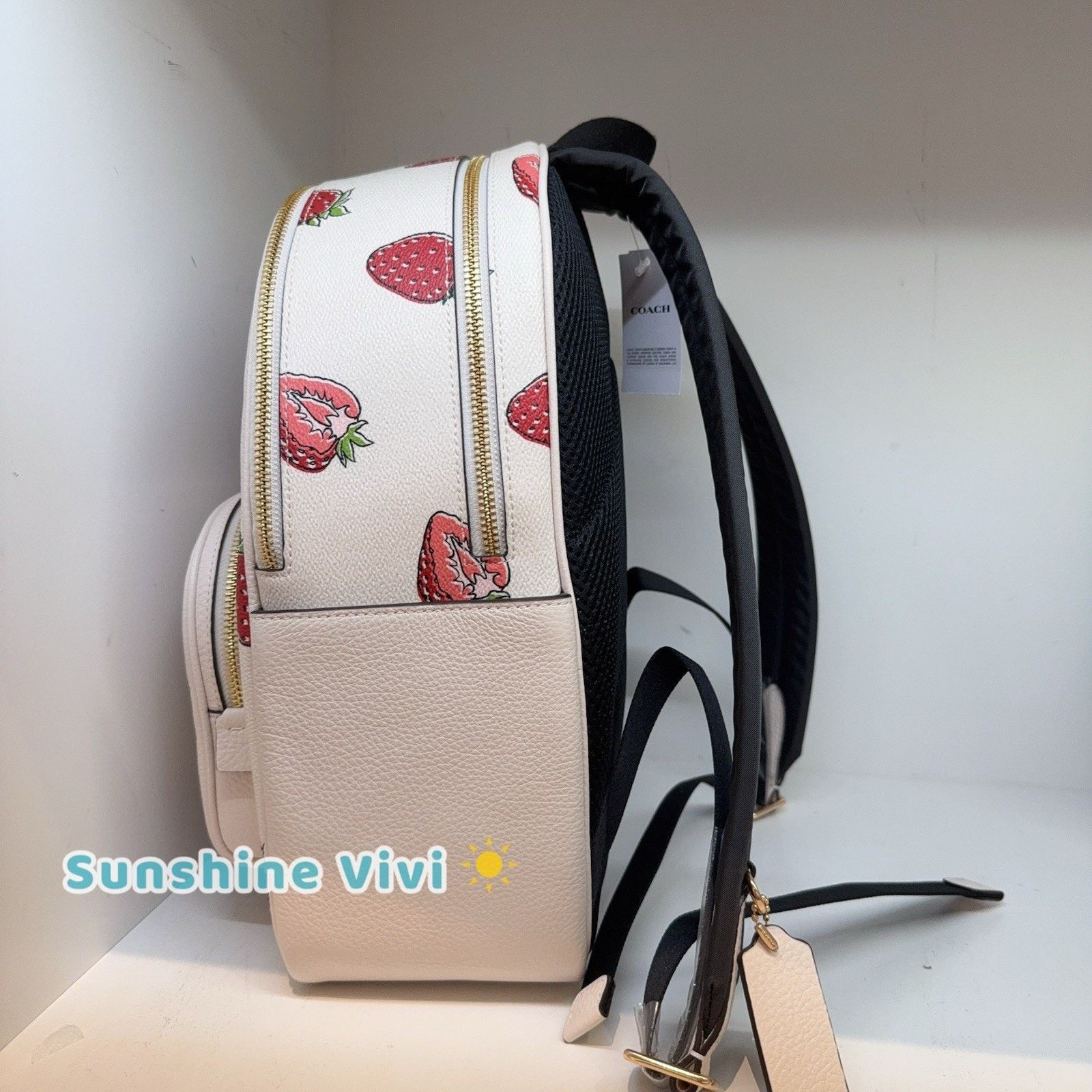Coach NWT Coach Court Backpack Strawberry CAS94 Gold/Chalk Size ONE SIZE - 5 Thumbnail