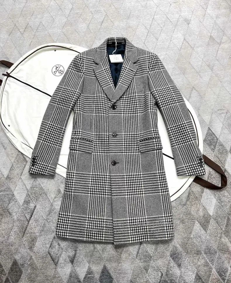 Hermes Hermes Houndstooth Coat, 100% Premium Wool Size US M / EU 48-50 / 2 - 1 Thumbnail
