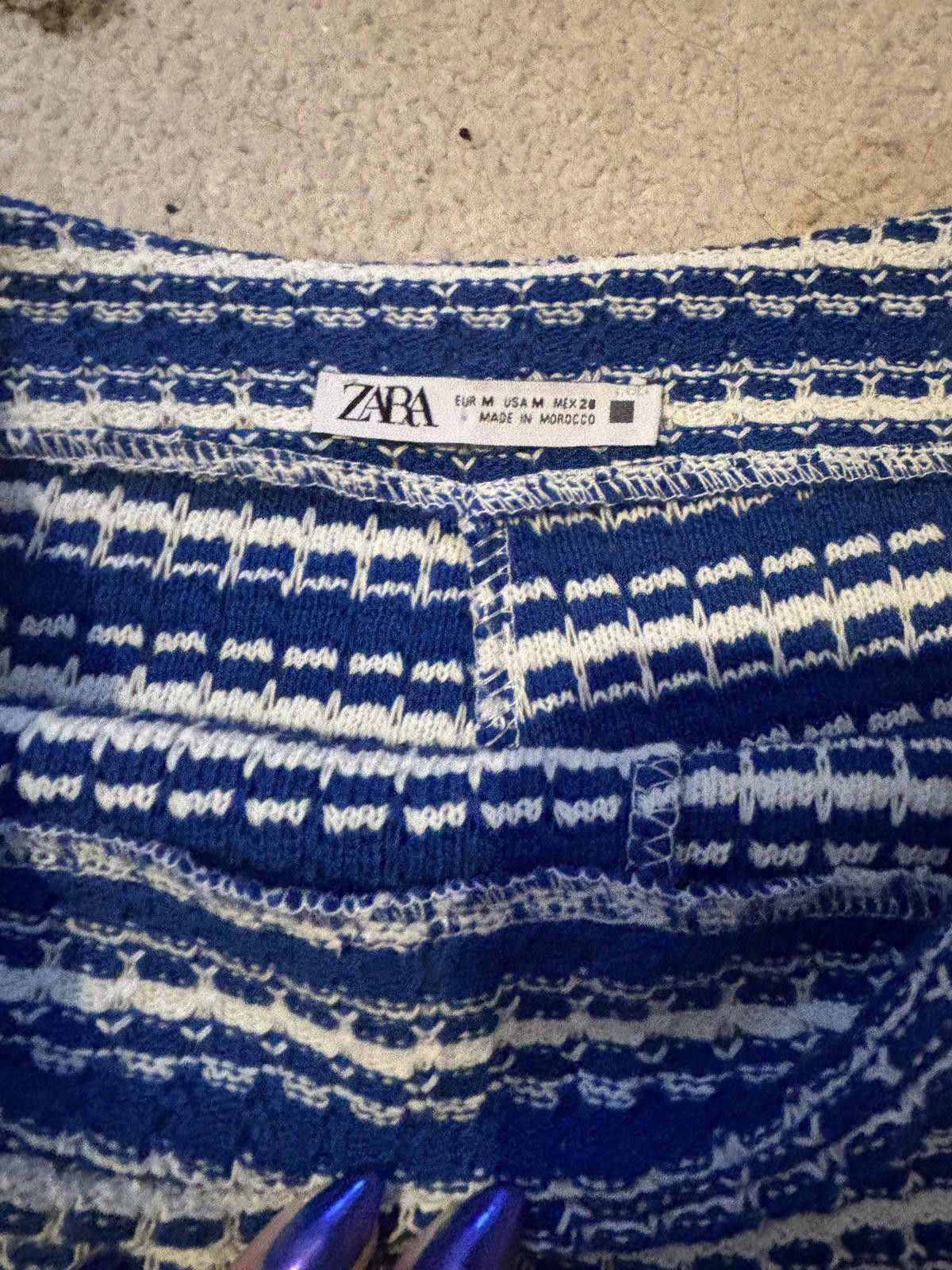 Zara Zara Knit Blue and White Striped Women's Skort Sz M Size 32" / US 10 / IT 46 - 4 Thumbnail