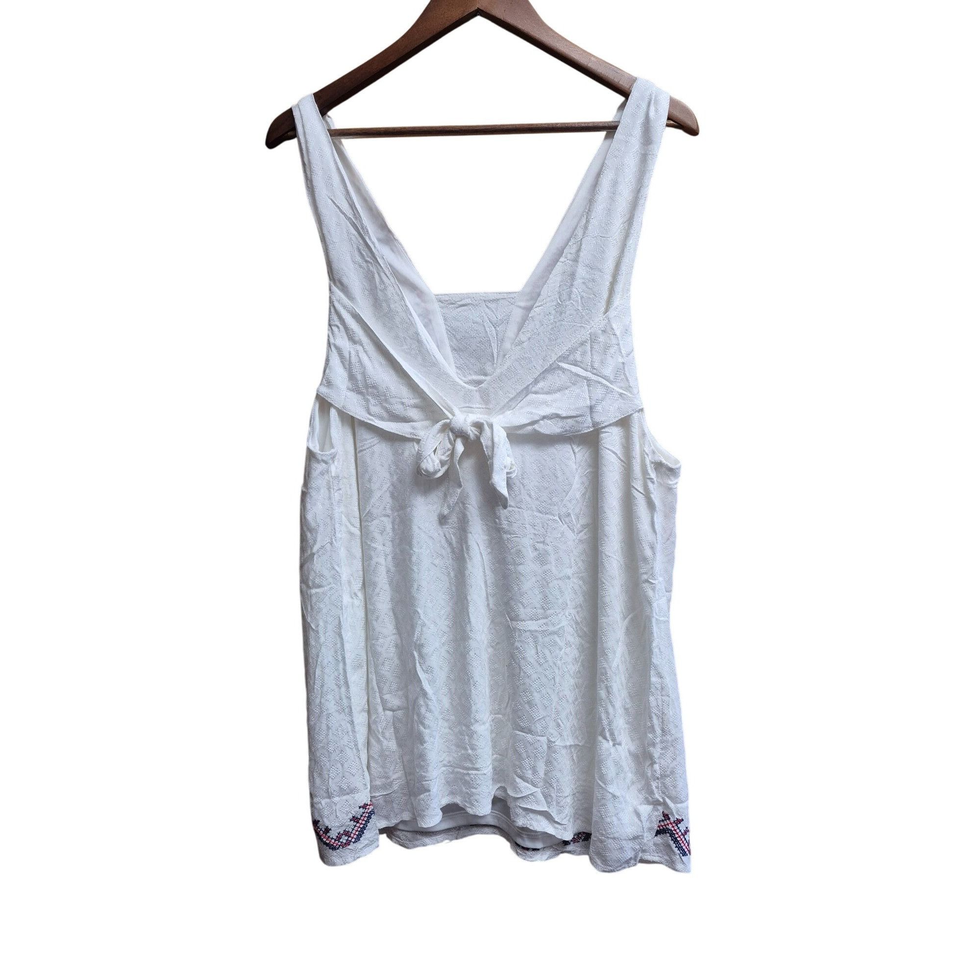 Other White Embroidered Sleeveless Boho Tunic Top XL W/ Floral Pat Size XL / US 12-14 / IT 48-50 - 3 Thumbnail
