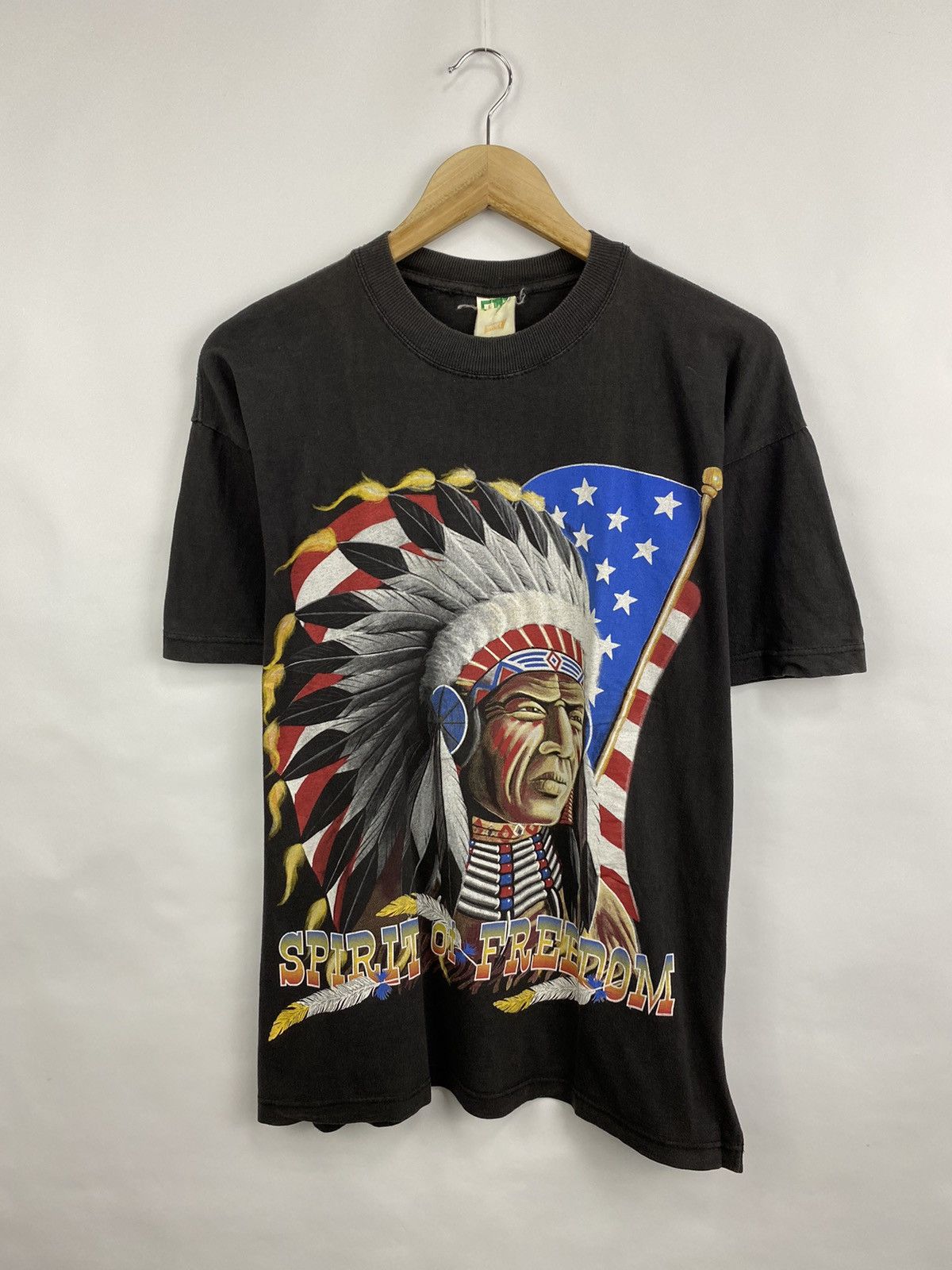 Native × Vintage 🇺🇸 Vintage 90s Spirit Of Freedom Navajo Indian 3D Emblem tee Size US L / EU 52-54 / 3 - 3 Thumbnail
