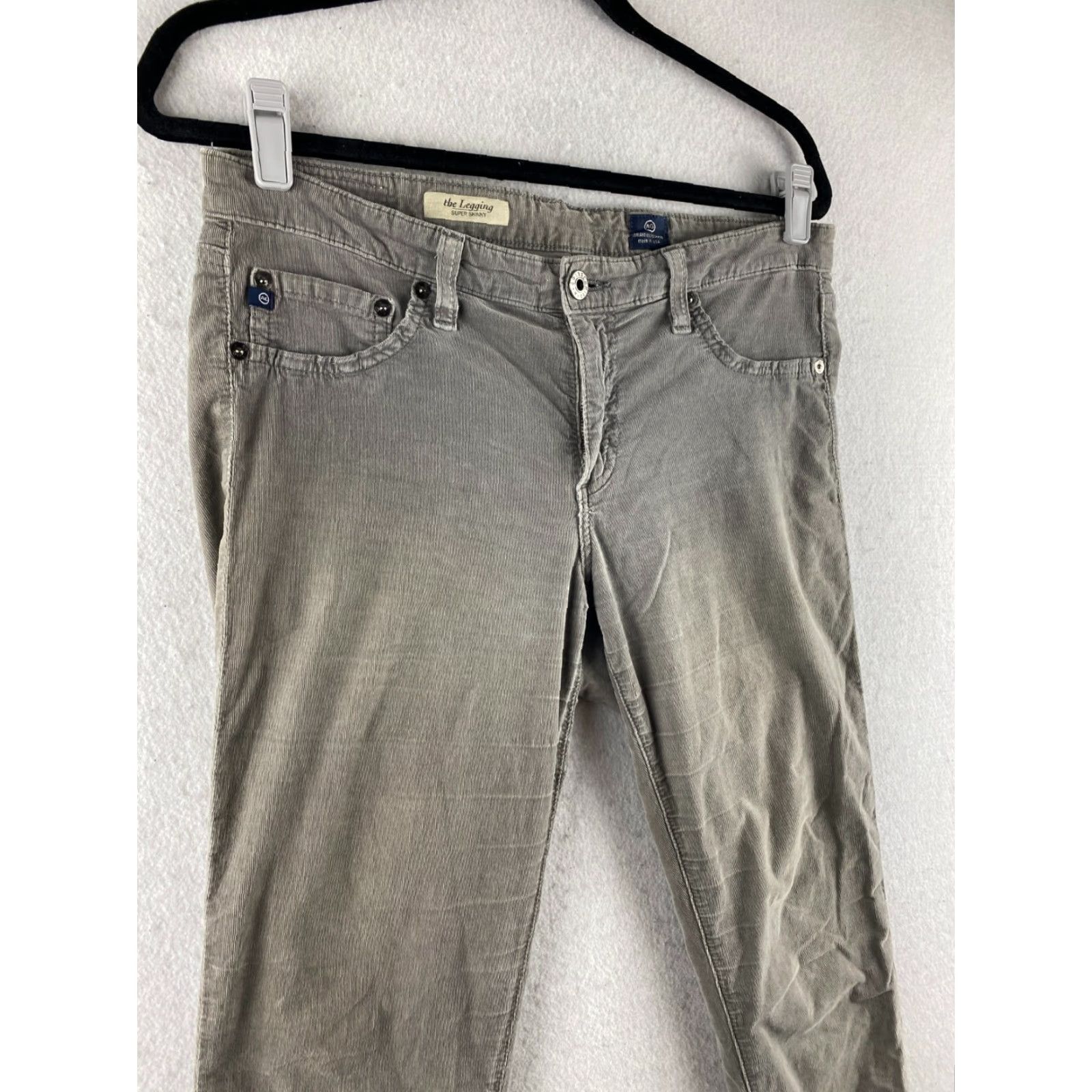 Vintage AG Adriano Goldschmeid Pants Womens 31 Gray Corduroy The Legging Super Skinny Size 24" / US 00 / IT 34 - 3 Thumbnail
