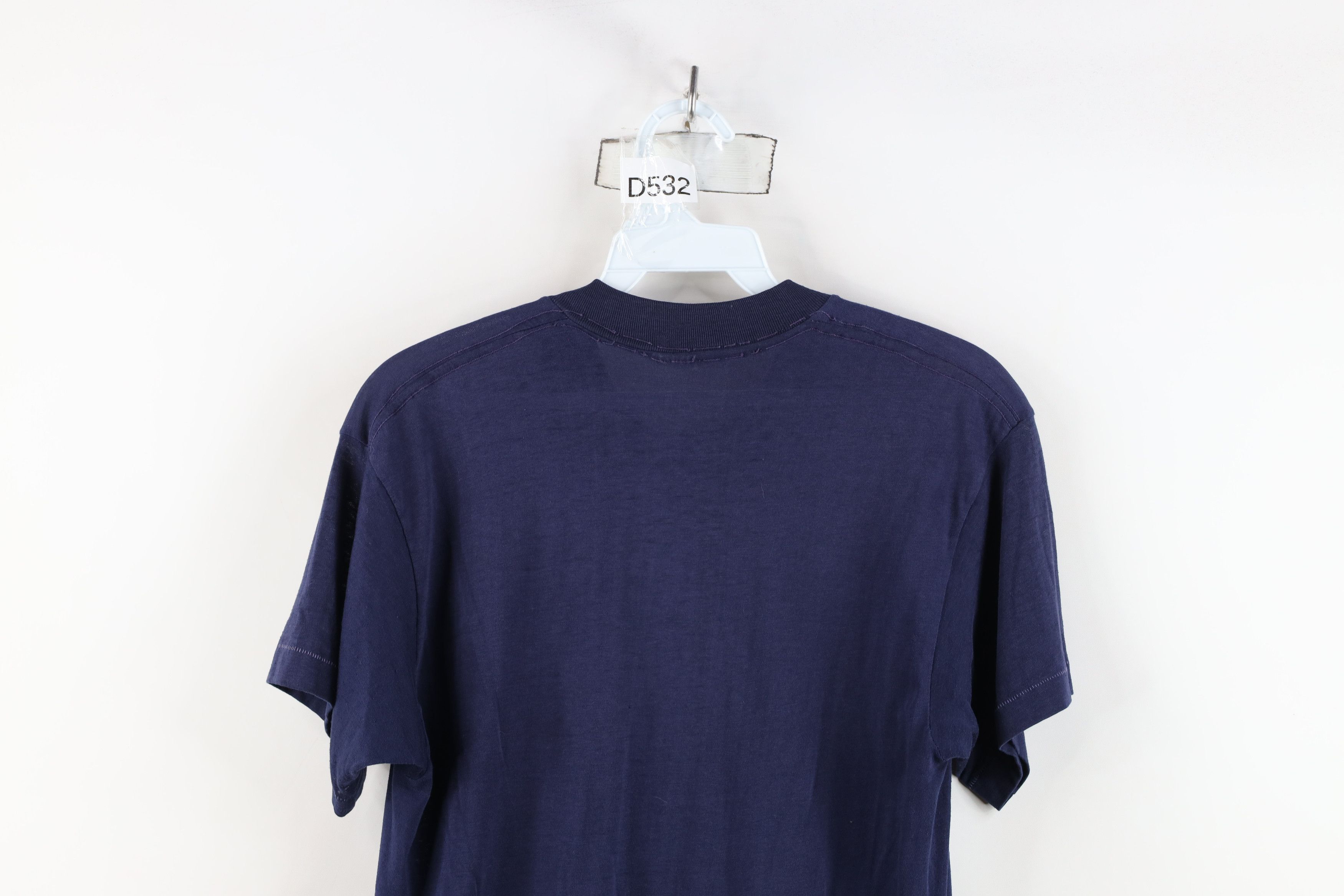 Vintage Vintage 70s Streetwear Blank Short Sleeve T-Shirt Blue USA Size US L / EU 52-54 / 3 - 11 Thumbnail