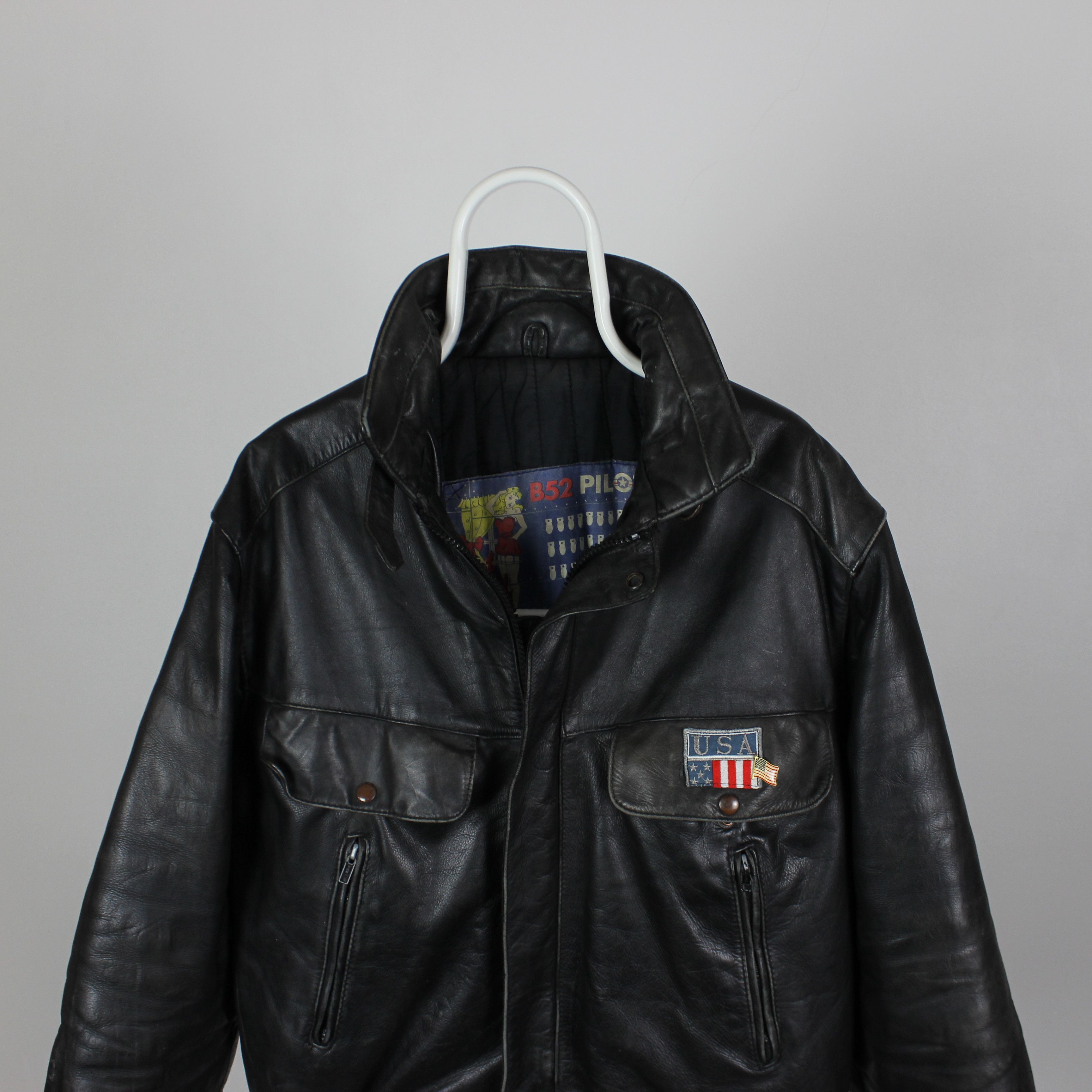 Vintage B52 pilot leather jacket heavy black S Size US S / EU 44-46 / 1 - 2 Thumbnail