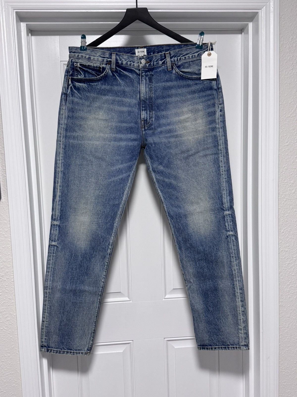 RE/DONE RE/DONE Men’s 90s Slim Fit Jeans Mid Worn Light Blue Denim Size US 36 / EU 52 - 8 Thumbnail