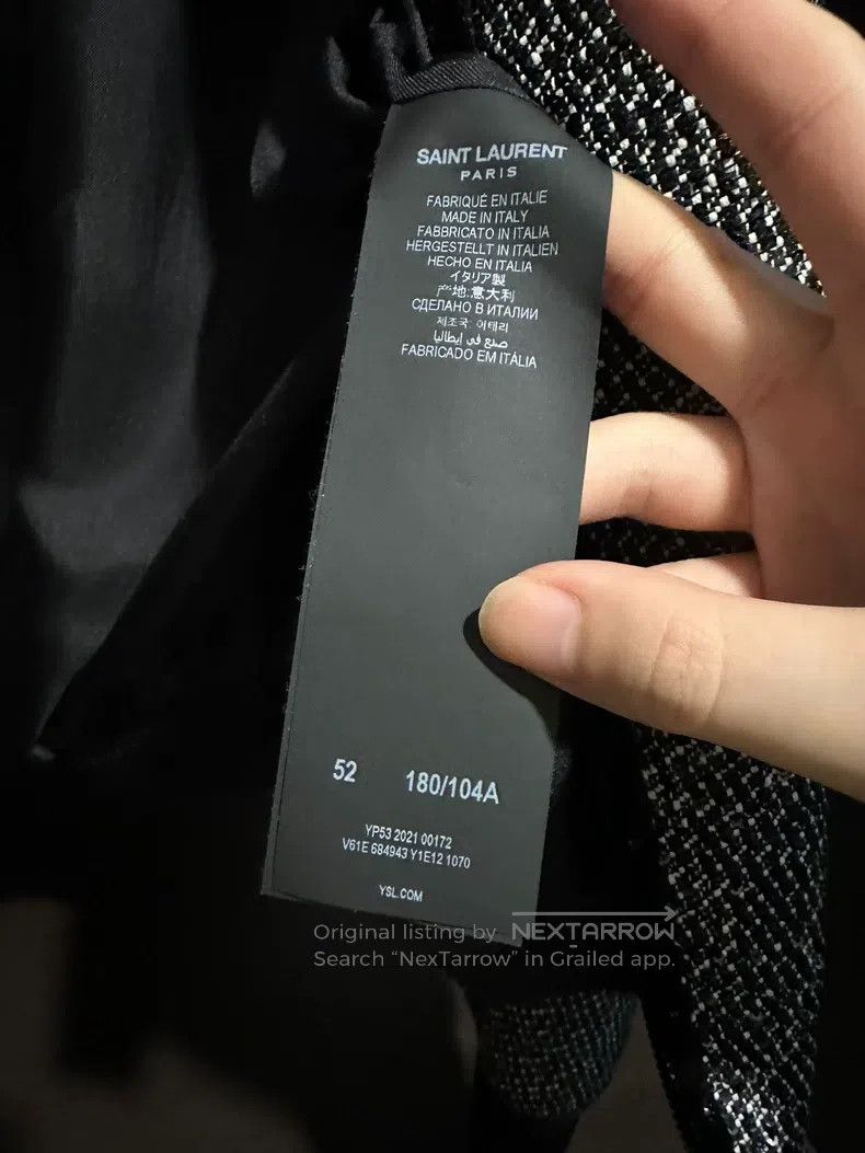 Saint Laurent Paris Saint Laurent Paris Gray Black Wool Sequin Jacket Size US L / EU 52-54 / 3 - 5 Thumbnail