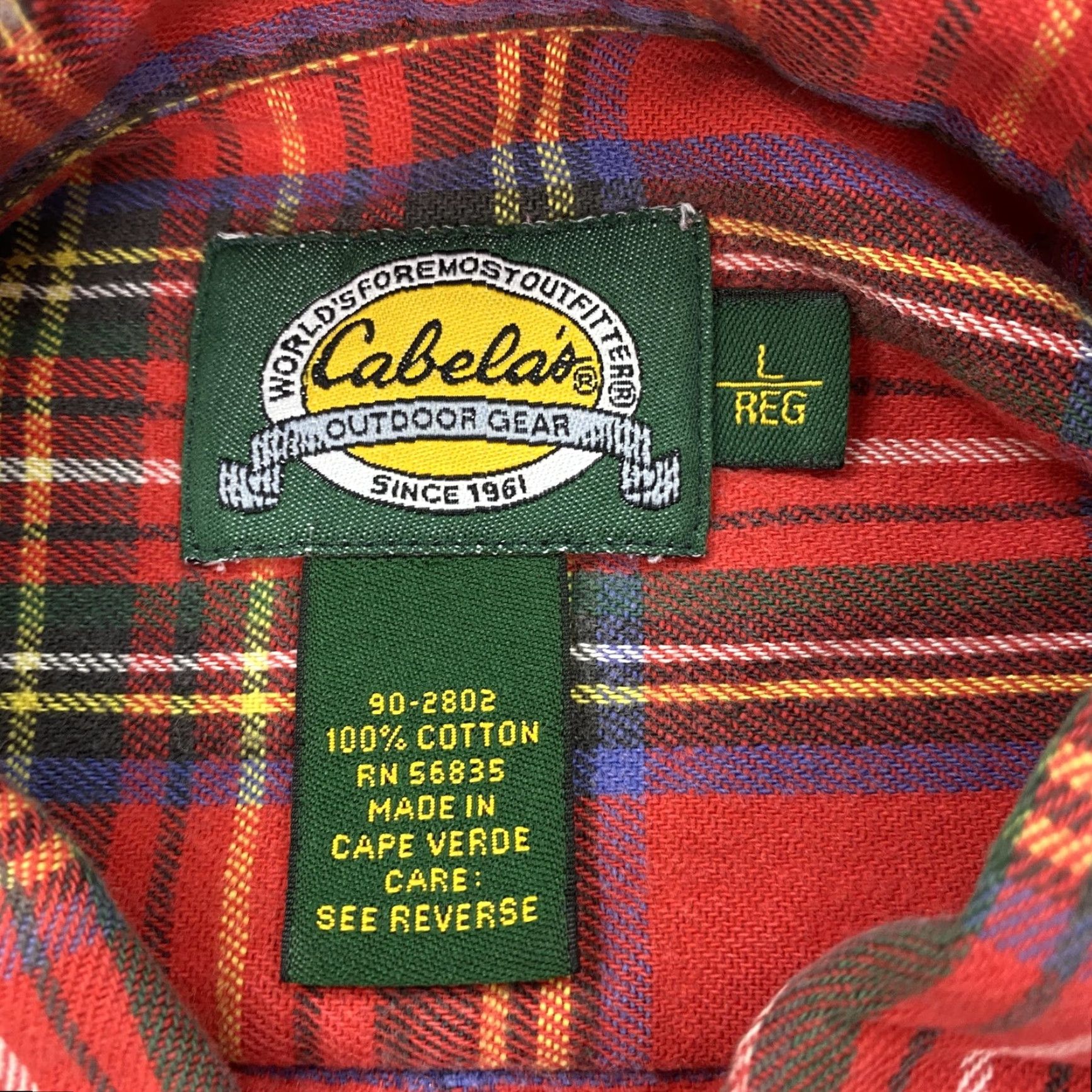 Vintage VINTAGE? Wait—Cabela's Shirt Mens Large Red Plaid Flannel Button-Down Long Sleeve Outdoor Shirt L Red Cotton Plaid Mens Size US L / EU 52-54 / 3 - 6 Thumbnail
