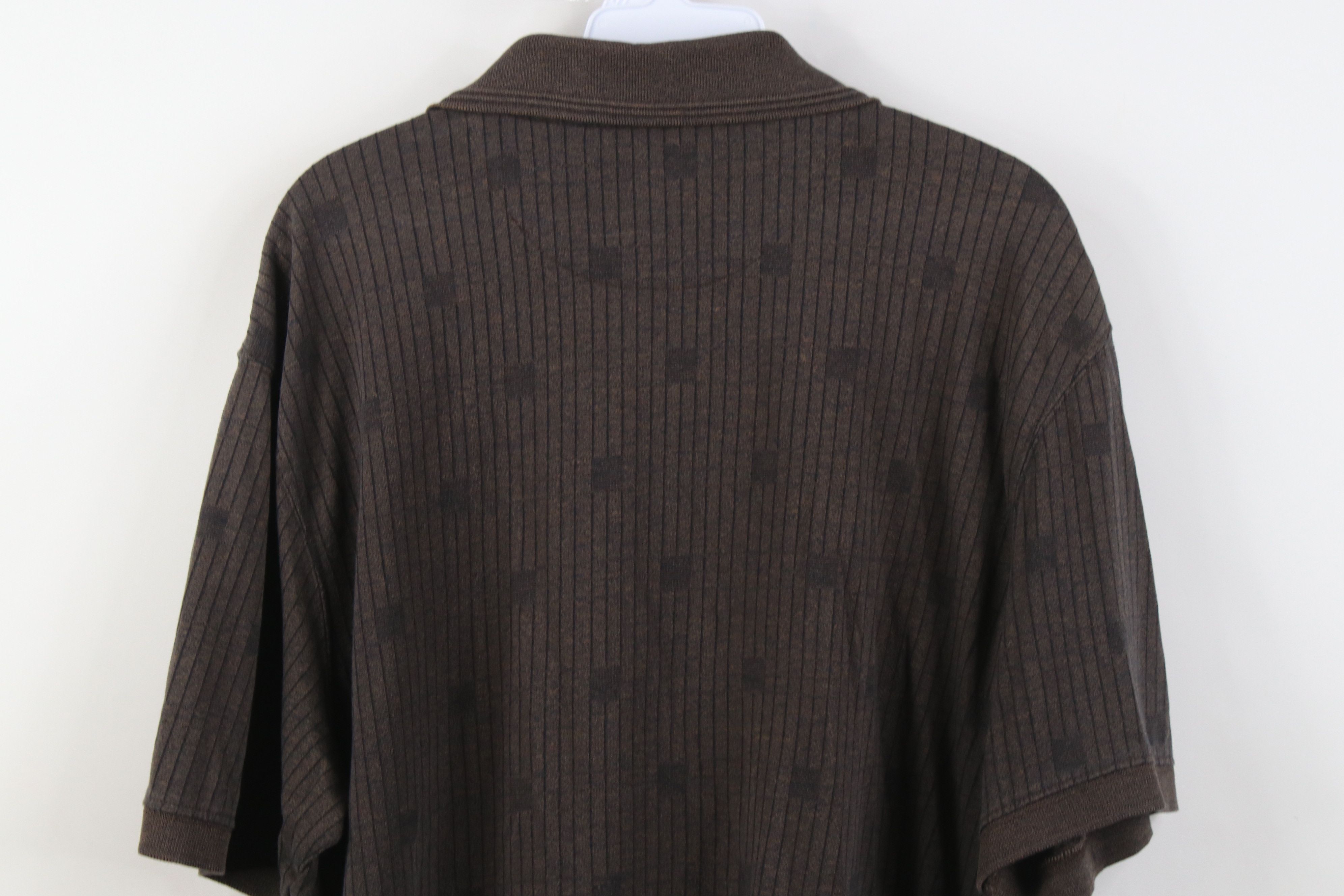 Vintage Vintage 90s Streetwear Striped Knit Golf Polo Shirt Brown Size US XL / EU 56 / 4 - 11 Thumbnail