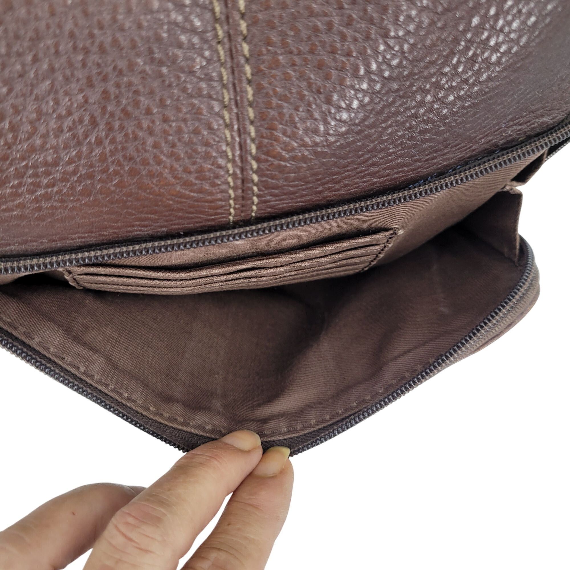 Fossil Vtg Fossil Morgan Brown Pebble Leather Crossbody Bag Multipl Size ONE SIZE - 14 Thumbnail