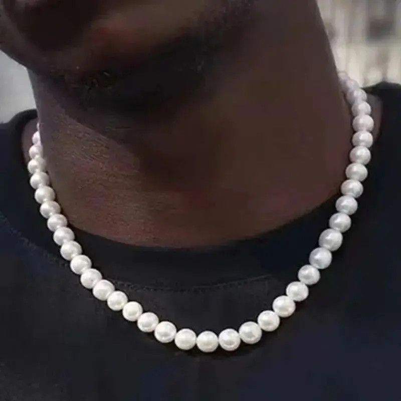 Jewelry Immitation Necklace in Silver, Men's