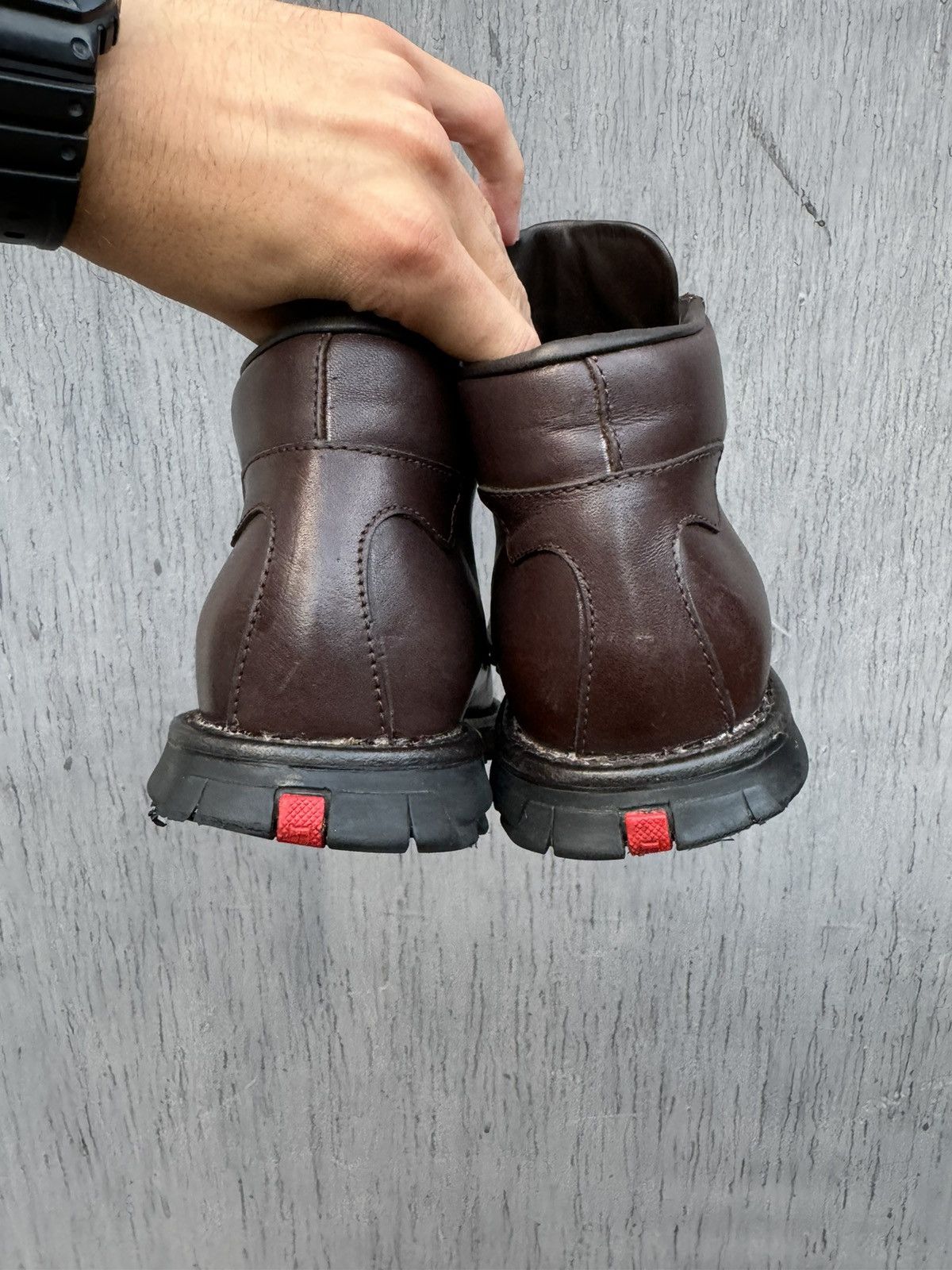 Prada × Vintage Prada Vintage Leather Brown Red Tab Boots size 39 Size US 8.5 / IT 38.5 - 11 Thumbnail