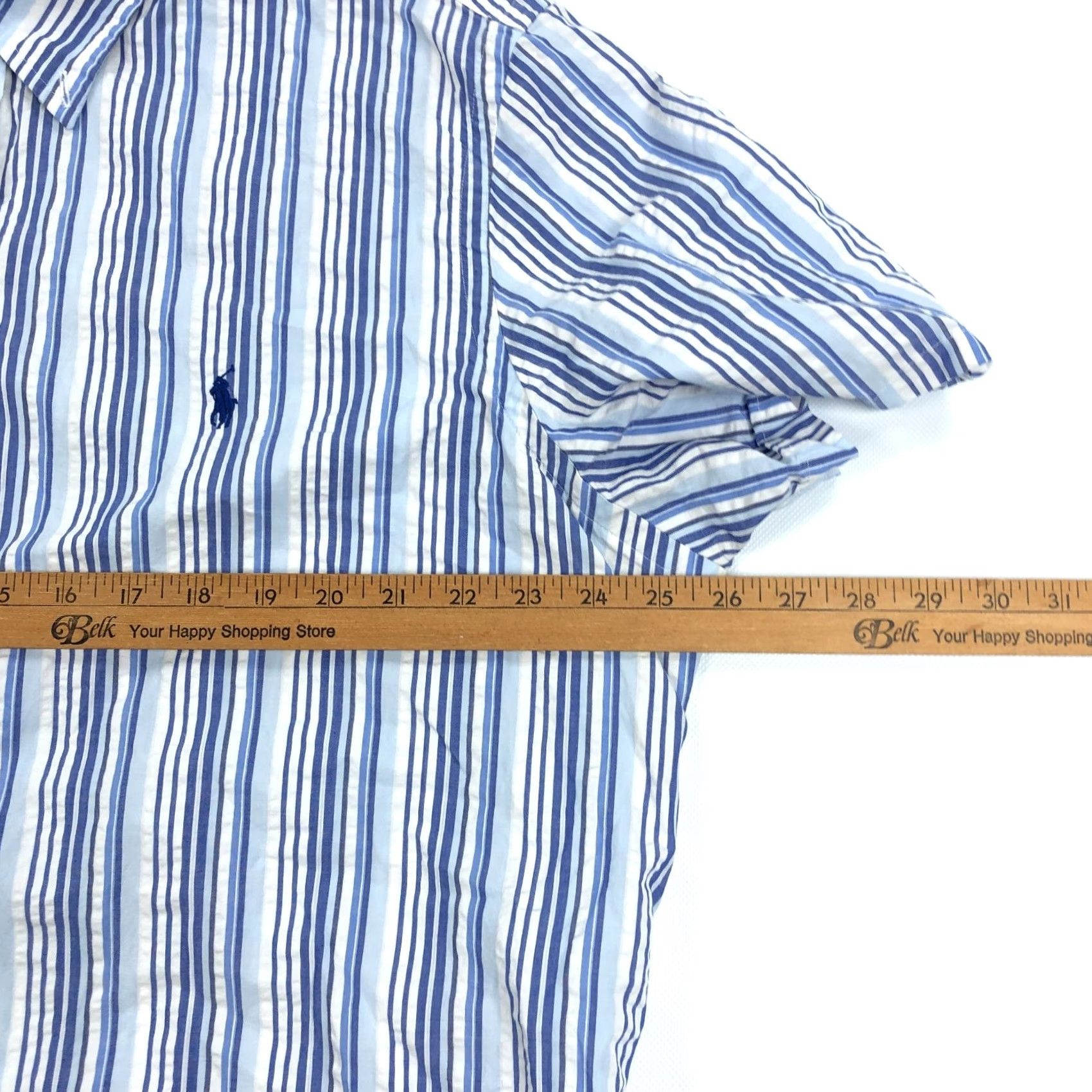 Ralph Lauren Ralph Lauren Shirt Mens XXL Prepster Classic Fit Seersucker Blue Stripe Casual/Office/Travel Button-Up Short Sleeve Size US XXL / EU 58 / 5 - 7 Thumbnail