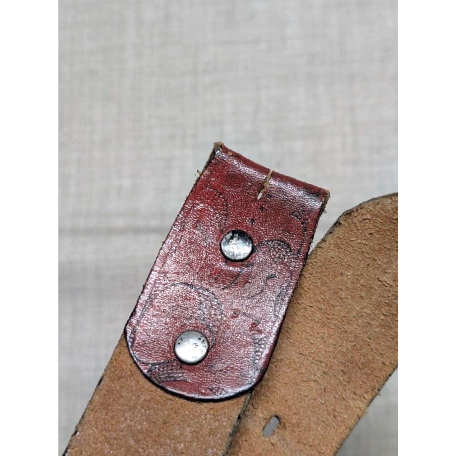 Vintage VINTAGE western belt belt 34 red/brown floral cowhide leather Men Size 34 - 7 Thumbnail