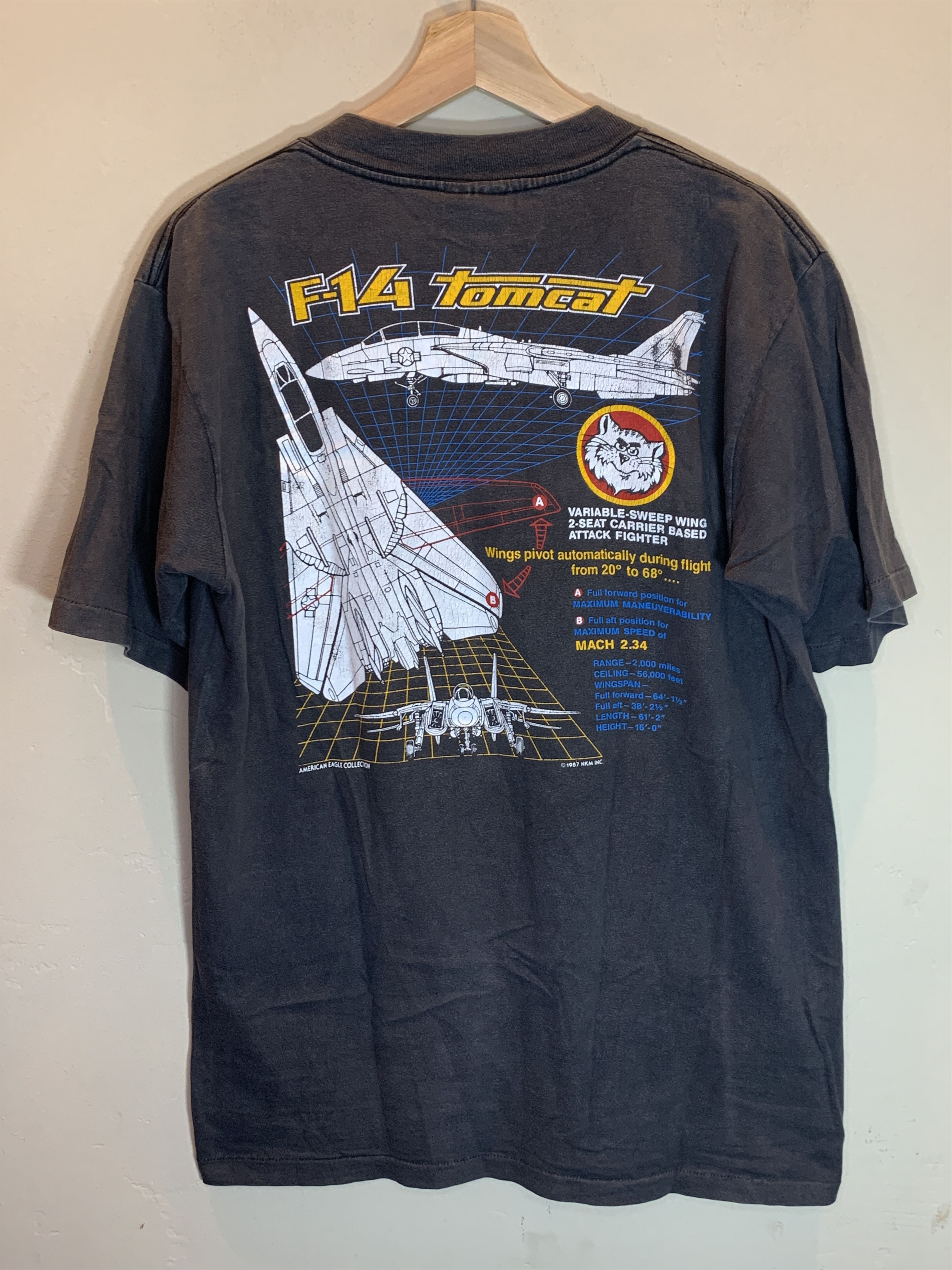 Vintage RARE Vintage 80s F14 Tomcat Top Gun Military Jet Plane Shirt Size US L / EU 52-54 / 3 - 2 Thumbnail