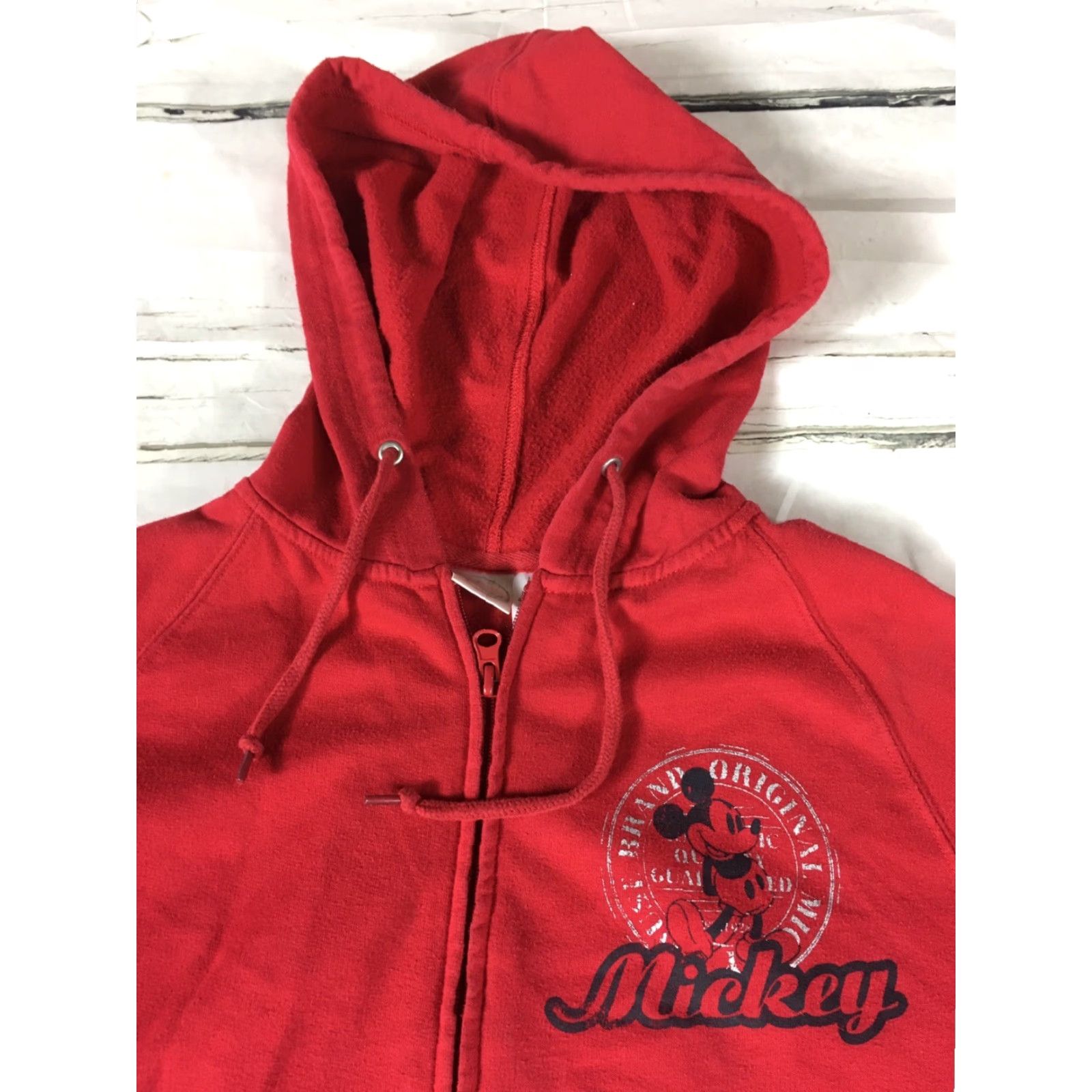 Disney VINTAGE Disney Mickey Mouse Juniors Hoodie Sweatshirt Sz L 11/13 Red Womens Mens Girls Boys EUC Size L / US 10 / IT 46 - 2 Thumbnail