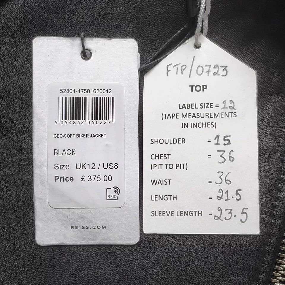 Reiss REISS Women's Geo-Soft Leather Jacket UK12/US8 IFD-0723 Size M / US 6-8 / IT 42-44 - 11 Thumbnail