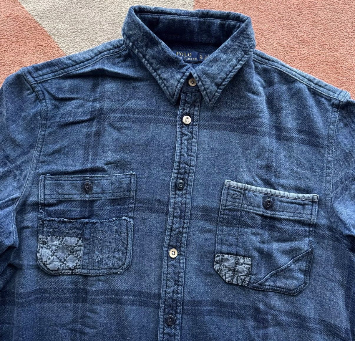 Polo Ralph Lauren Ralph Lauren Polo RL Indigo Sashiko Patch Shirt K22 Size US XL / EU 56 / 4 - 3 Thumbnail