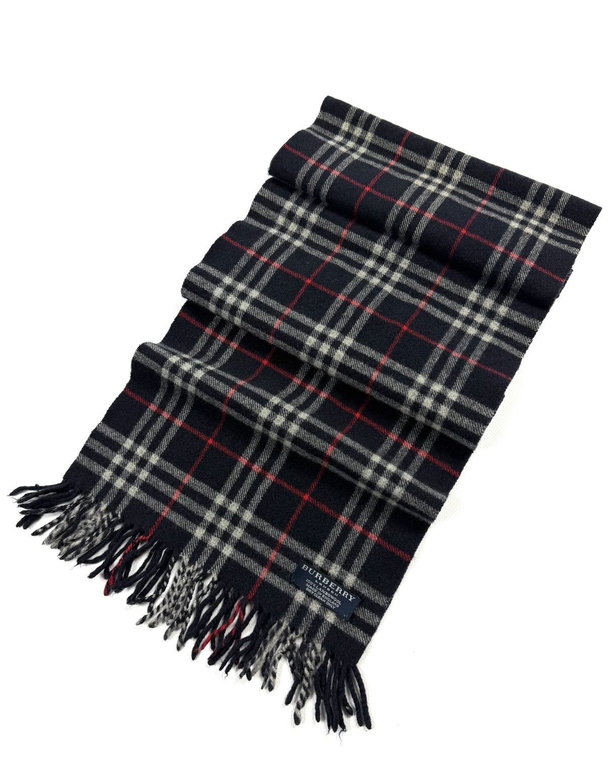 Burberry Burberry London Navy Wool Scarf Check Muffler Vintage Luxury Size ONE SIZE - 1 Thumbnail