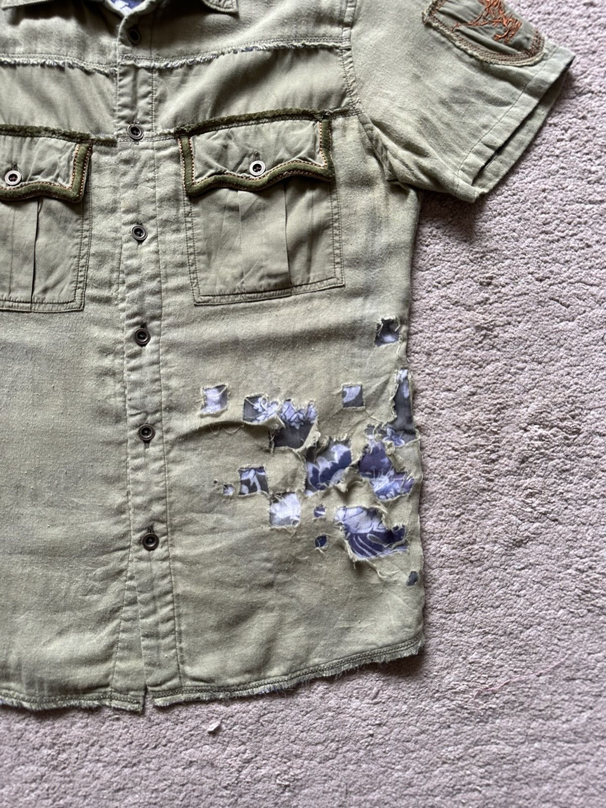 Marithe + Francois Girbaud 1990s Marithe Grancois Girbaud Thrashed Layered Shirt Size US M / EU 48-50 / 2 - 2 Thumbnail