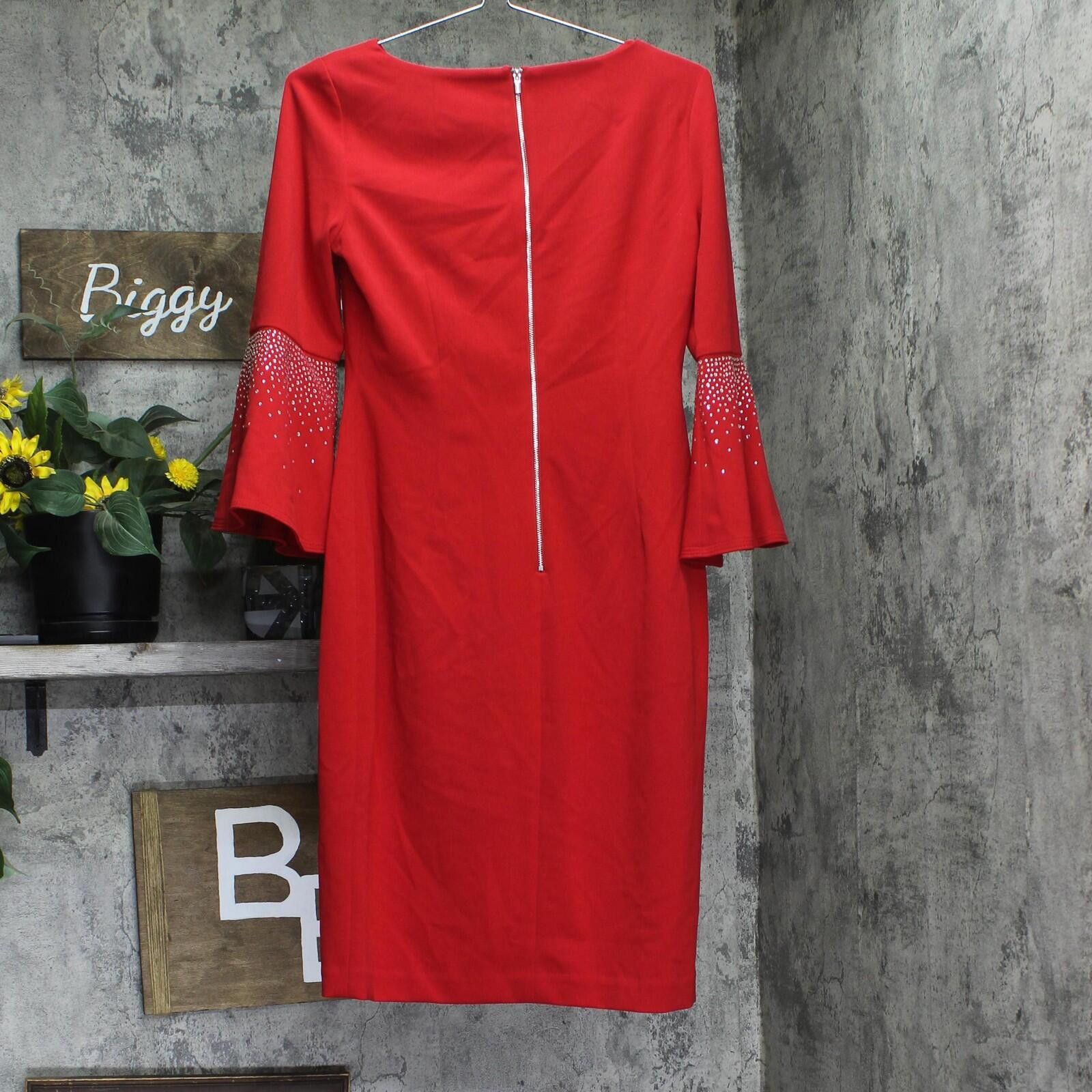 Calvin Klein Calvin Klein Bell Sleeve Back Zip Dress Cd4cc3d8 Red 6 Size M / US 6-8 / IT 42-44 - 2 Thumbnail