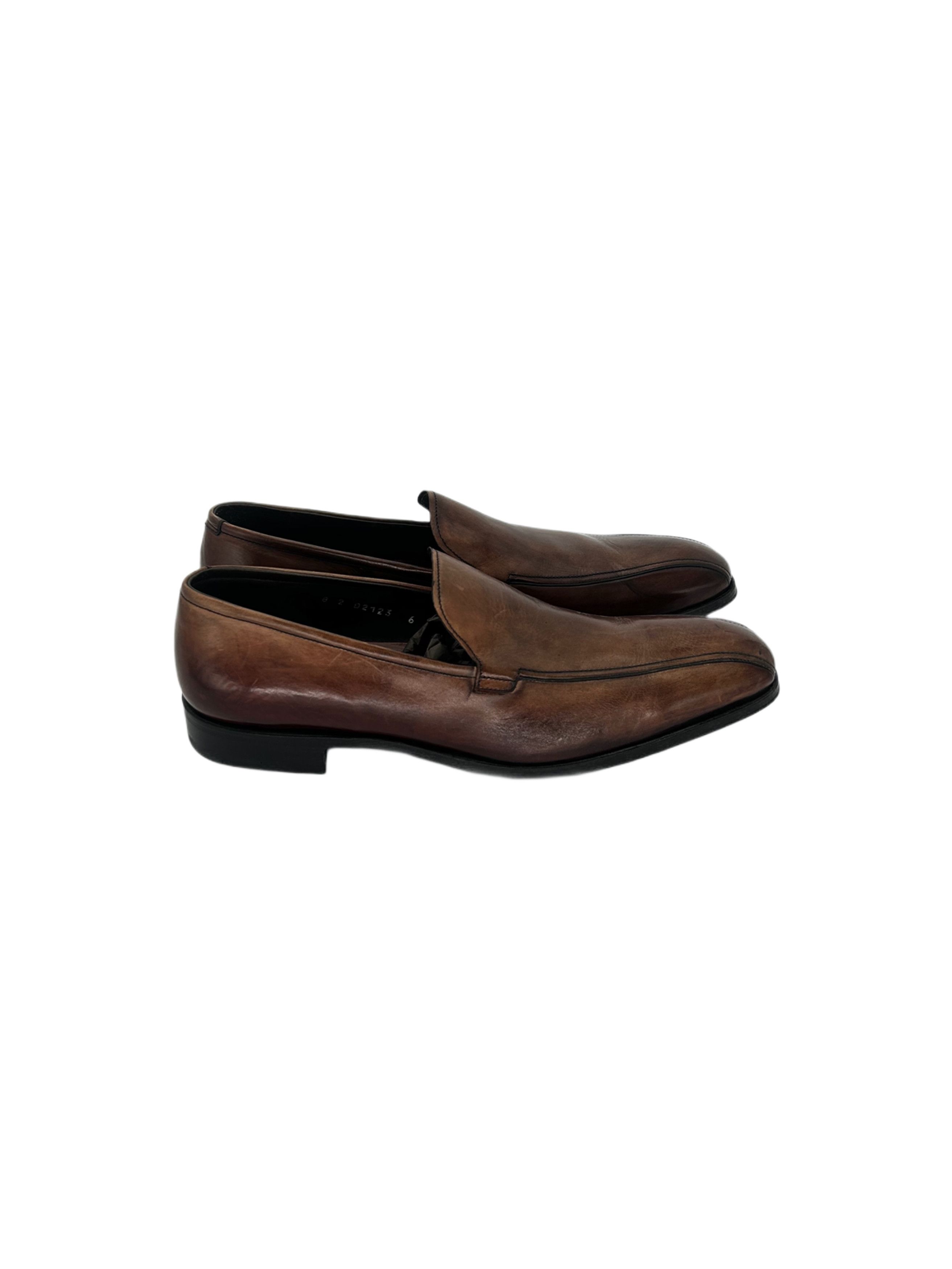 Prada Prada Burgundy Hi - Shine Leather Loafer Shoes Size US 7 / EU 40 - 2 Thumbnail