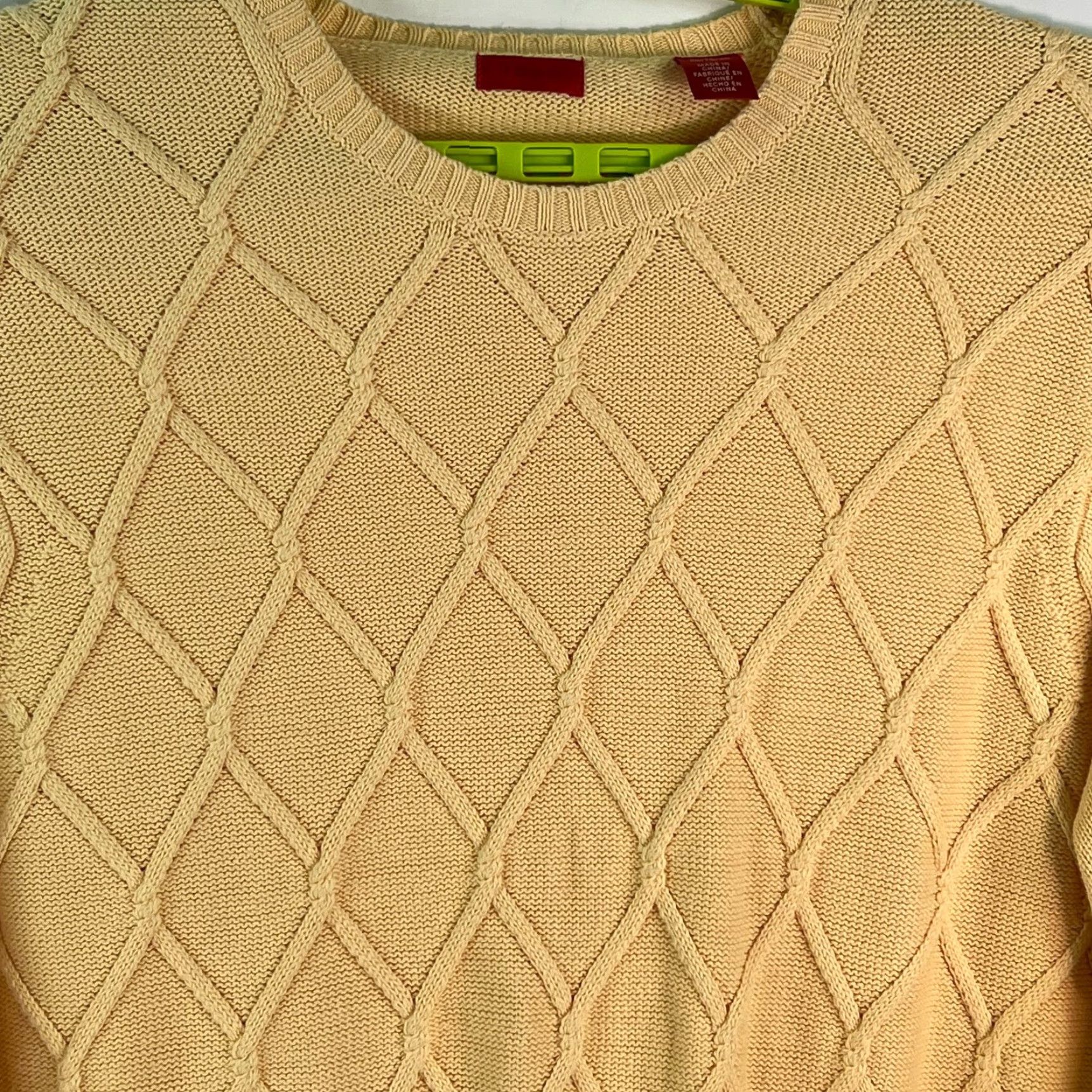 Izod IZOD Sweater Men's XL Crew Neck Long Sleeves Pullover Cable Knit Yellow Size US XL / EU 56 / 4 - 3 Thumbnail