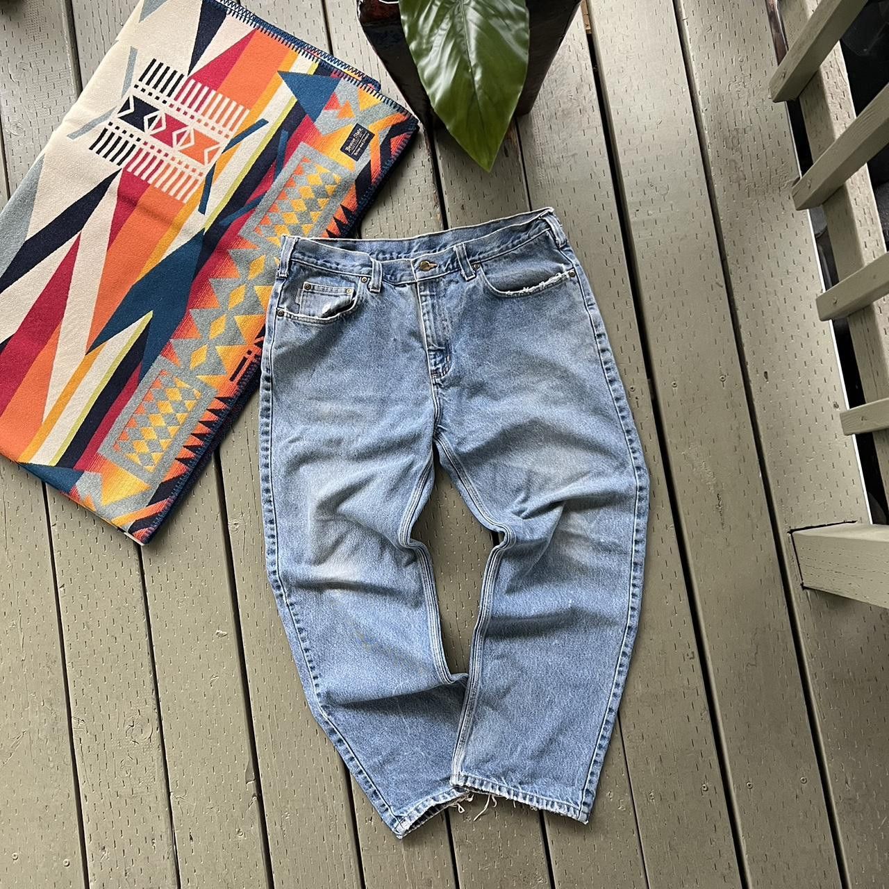 Carhartt Vintage Y2K Carhartt denim thrashed blue work wear pants Size US 36 / EU 52 - 2 Thumbnail