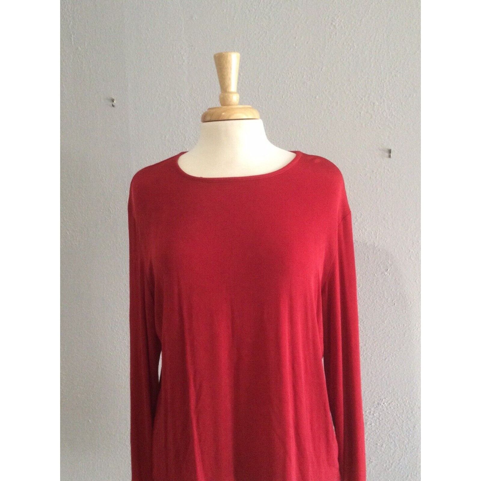 Chicos Chico's Travelers Long Sleeve Red Pullover Top Size 3/XL/16 Size XL / US 12-14 / IT 48-50 - 2 Thumbnail
