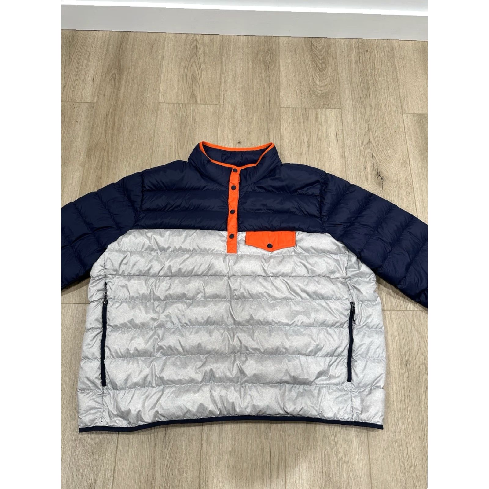 Eddie Bauer Eddie Bauer Puffer Pullover Women 3X Stratuslite Goose Down Snap Mock Quilted Silver Blue Orange Size XXL / US 16-18 / IT 52-54 - 3 Thumbnail