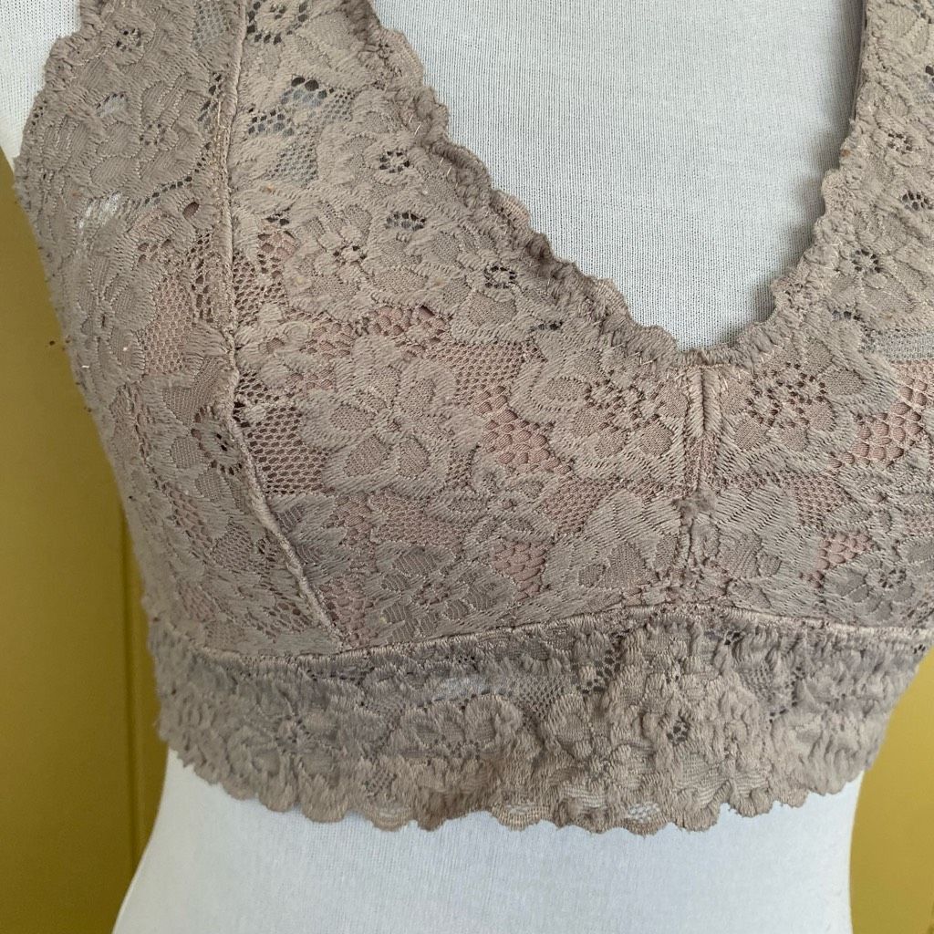 American Eagle Outfitters Aerie women M V-cut halter top lace bralette grey Size ONE SIZE - 2 Thumbnail