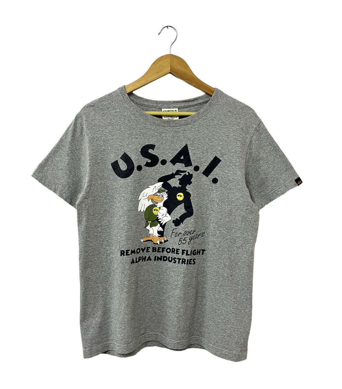 image of Alpha Industries Usai Us Army Usa Military Logo Tshirt in Grey, Men's (Size Medium)