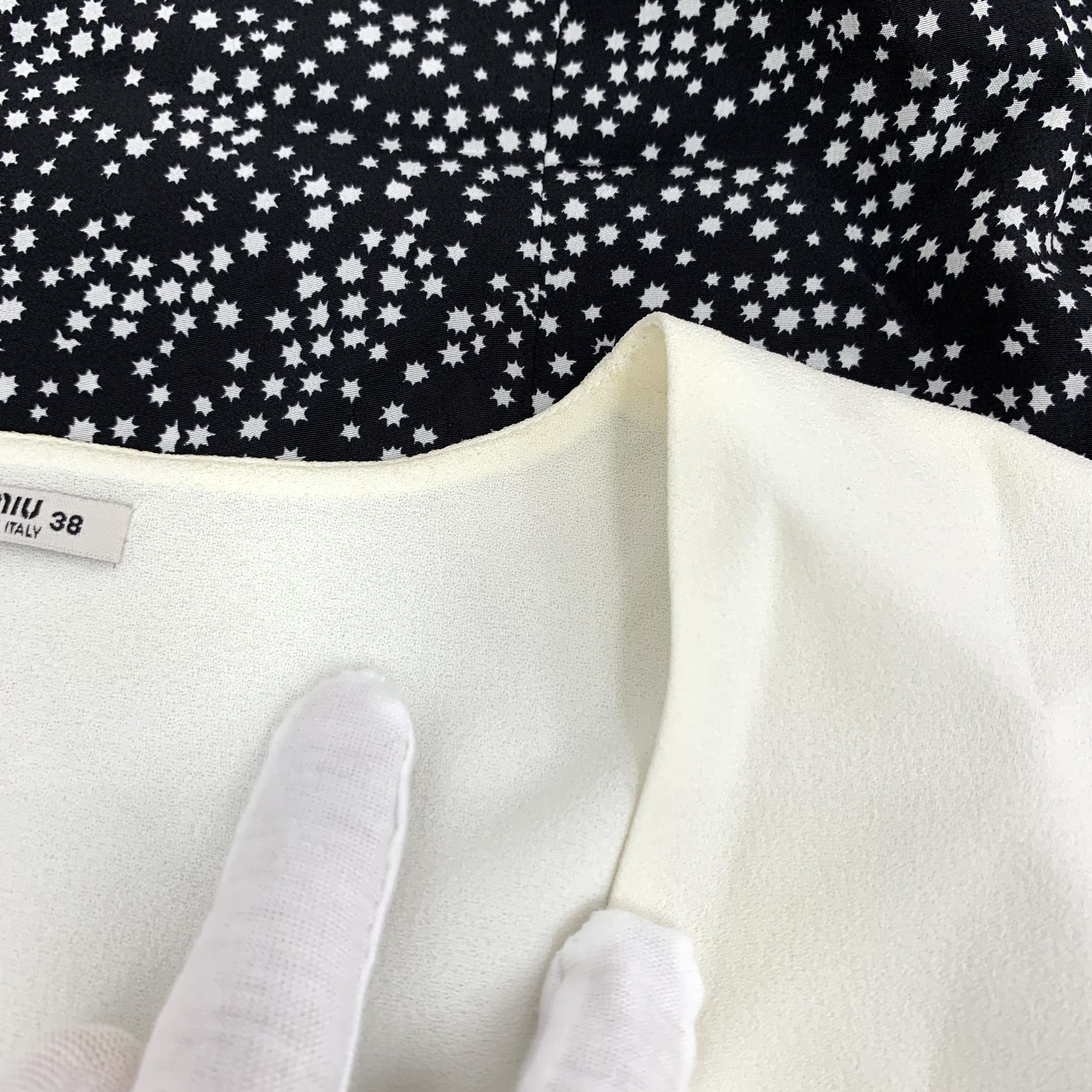 Miu Miu Miu Miu Star Print Silk Dress Black (38) Size XS / US 0-2 / IT 36-38 - 10 Thumbnail