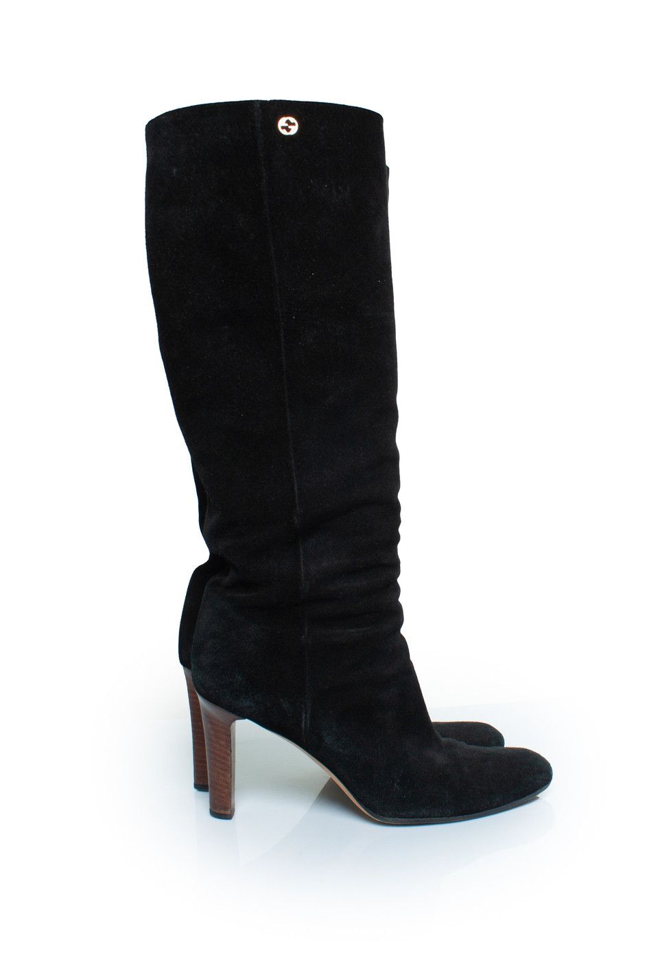 Gucci Gucci, Black suede knee boots with GG logo Size US 10 / IT 40 - 4 Thumbnail