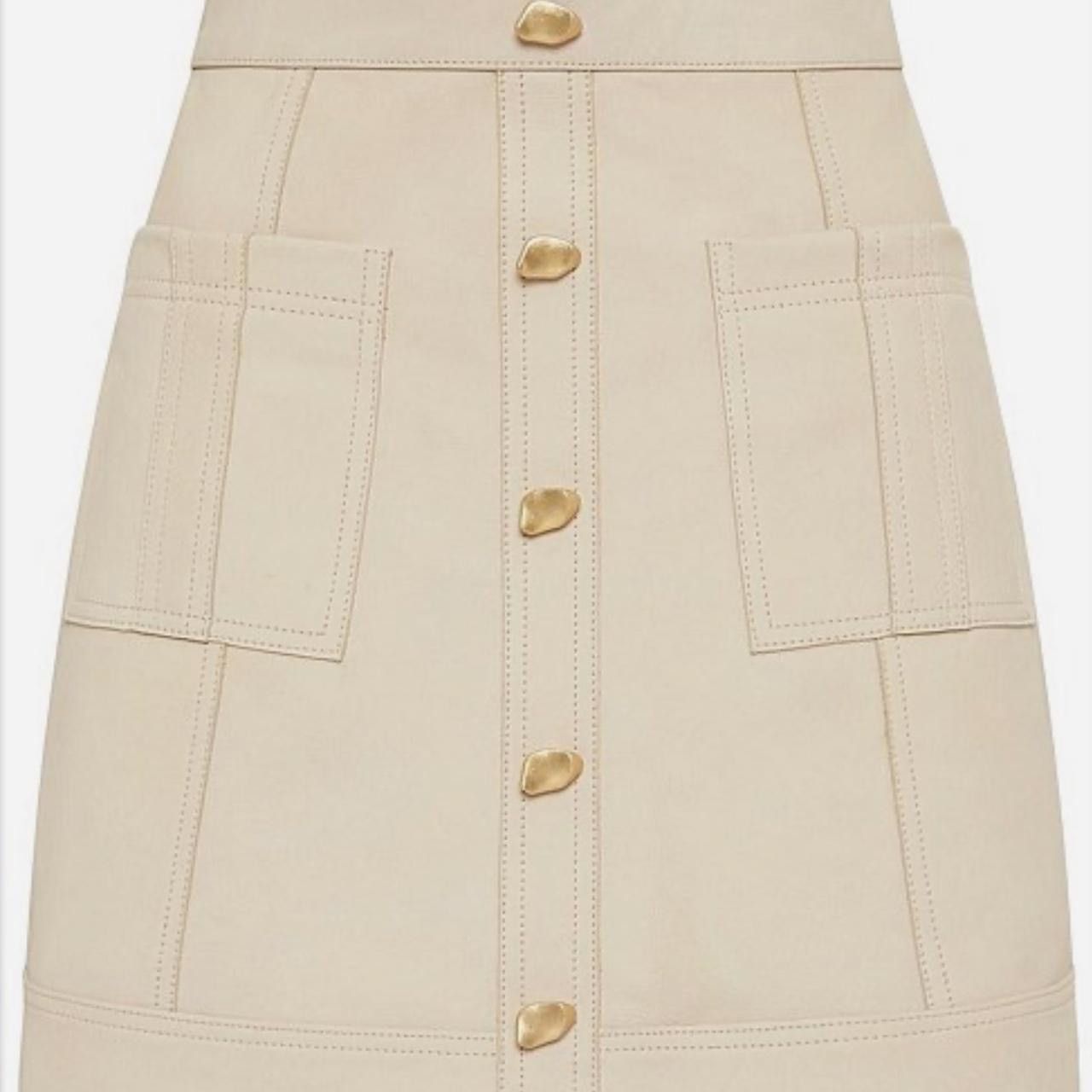 Aje Women’s Cream Leather Skirt Size 26" / US 2 / IT 38 - 2 Thumbnail