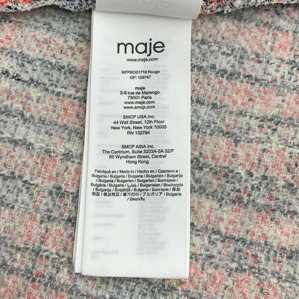 Maje Maje Pink Striped Cotton Lapel Long-sleeve Tweed Dress K26WX Size XS / US 0-2 / IT 36-38 - 8 Thumbnail