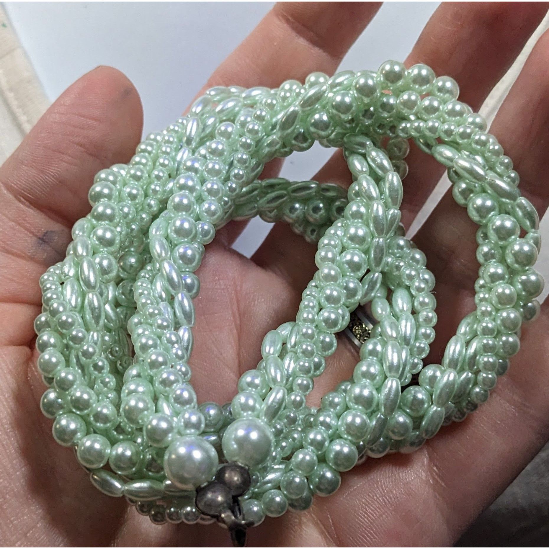 Other Vintage Whimsical Pastel Blue Faux Pearl Torsade Necklace Size ONE SIZE - 3 Thumbnail