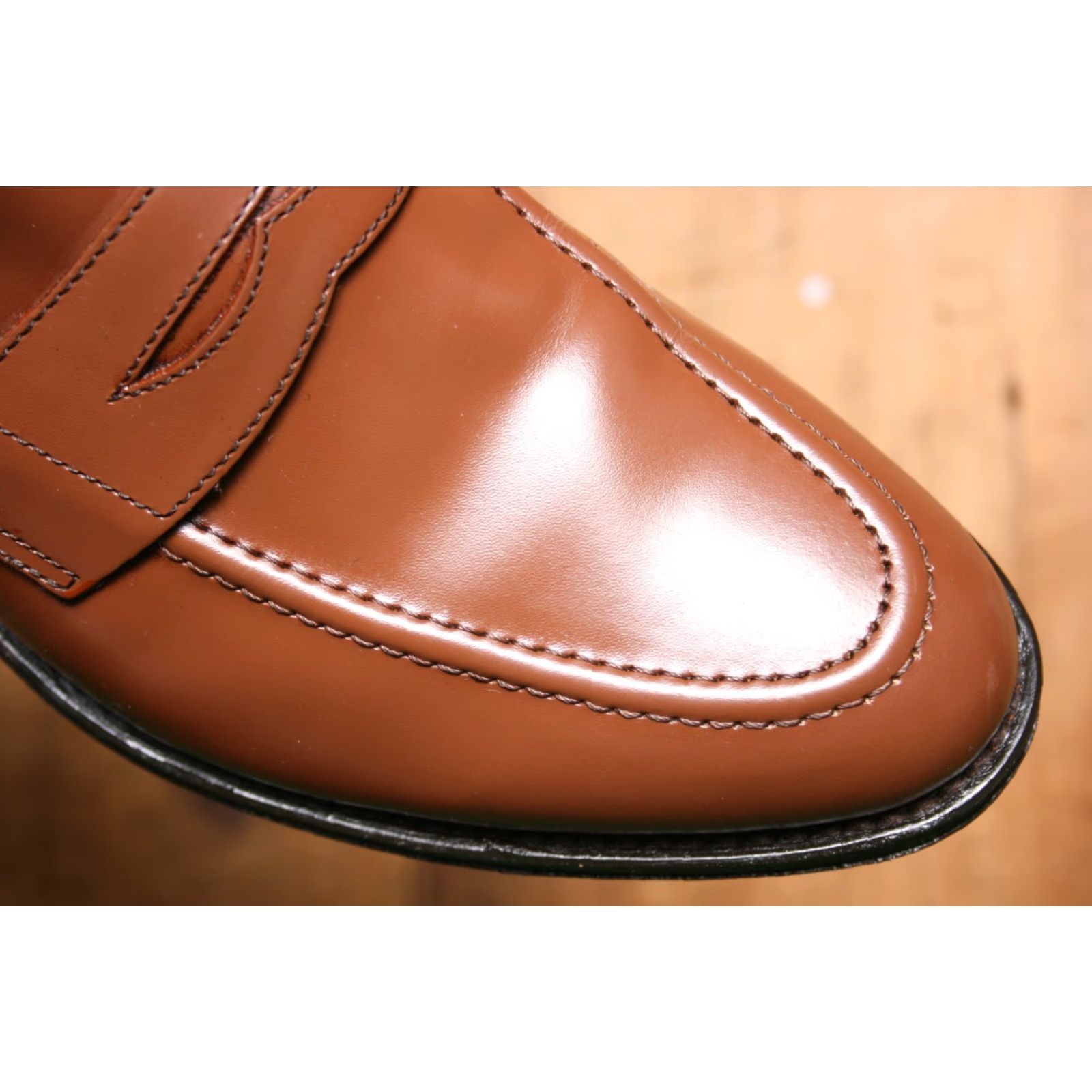 Brooks Brothers BROOKS BROTHERS Cognac Brown Leather Apron Toe Penny Loafers Sz. 9D Mens Leather Upper Slip On Dress Loafer D US 9 Brown Size US 9 / EU 42 - 6 Thumbnail