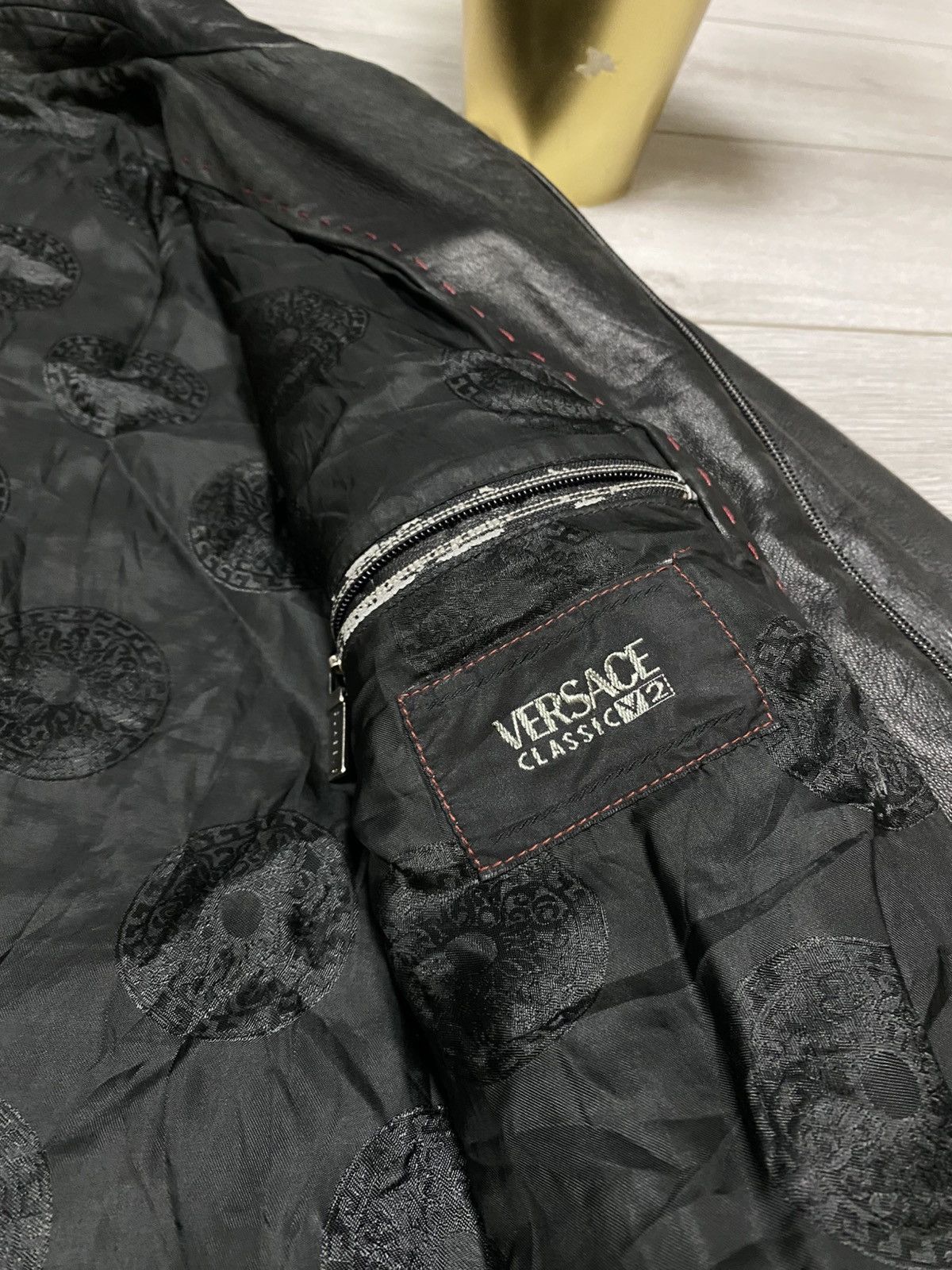 Versace Jeans Couture Versace RARE vintage leather jacket reflective Size US XL / EU 56 / 4 - 12 Thumbnail