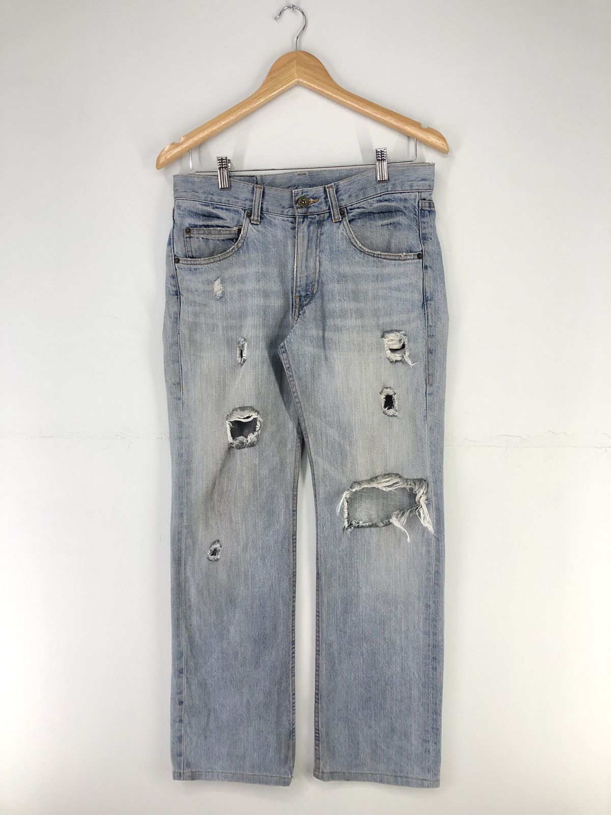 image of Distressed Denim x Vintage Union Station Distressed Light Wash Jeans, Men's (Size 30)