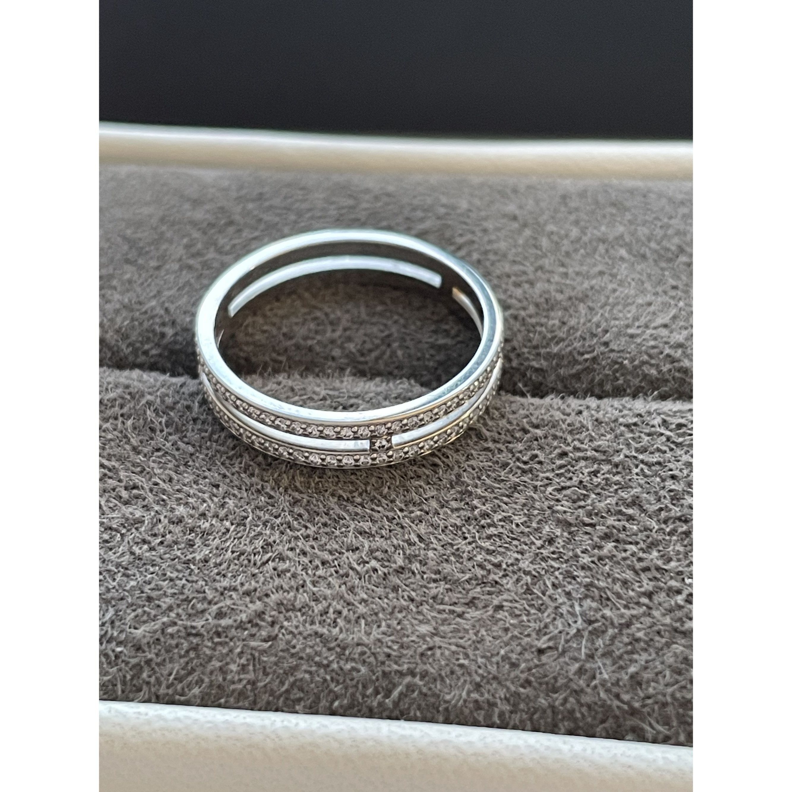 Hermes Hermès White Gold Double Band Ring With Diamond Accents Size Size ONE SIZE - 3 Thumbnail
