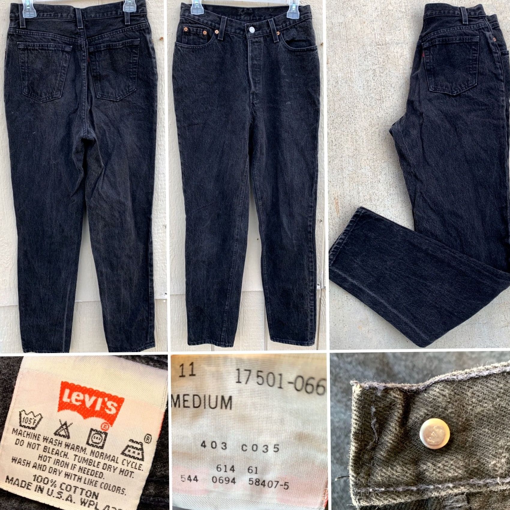 Levi's VINTAGE Levi's Button Fly 501 Jeans High Waist Tapered Leg 11 29” Waist USA Made Denim Black Men’s/Juniors 1990s Casual Leather See Pics Size 32" / US 10 / IT 46 - 2 Thumbnail