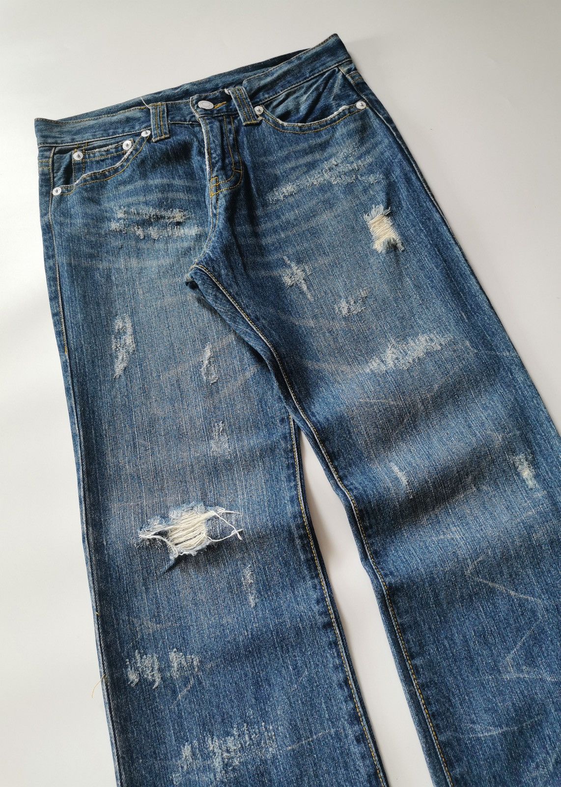 Vintage Route 57 Florida Print Distressed Denim Jeans Size US 31 - 7 Thumbnail
