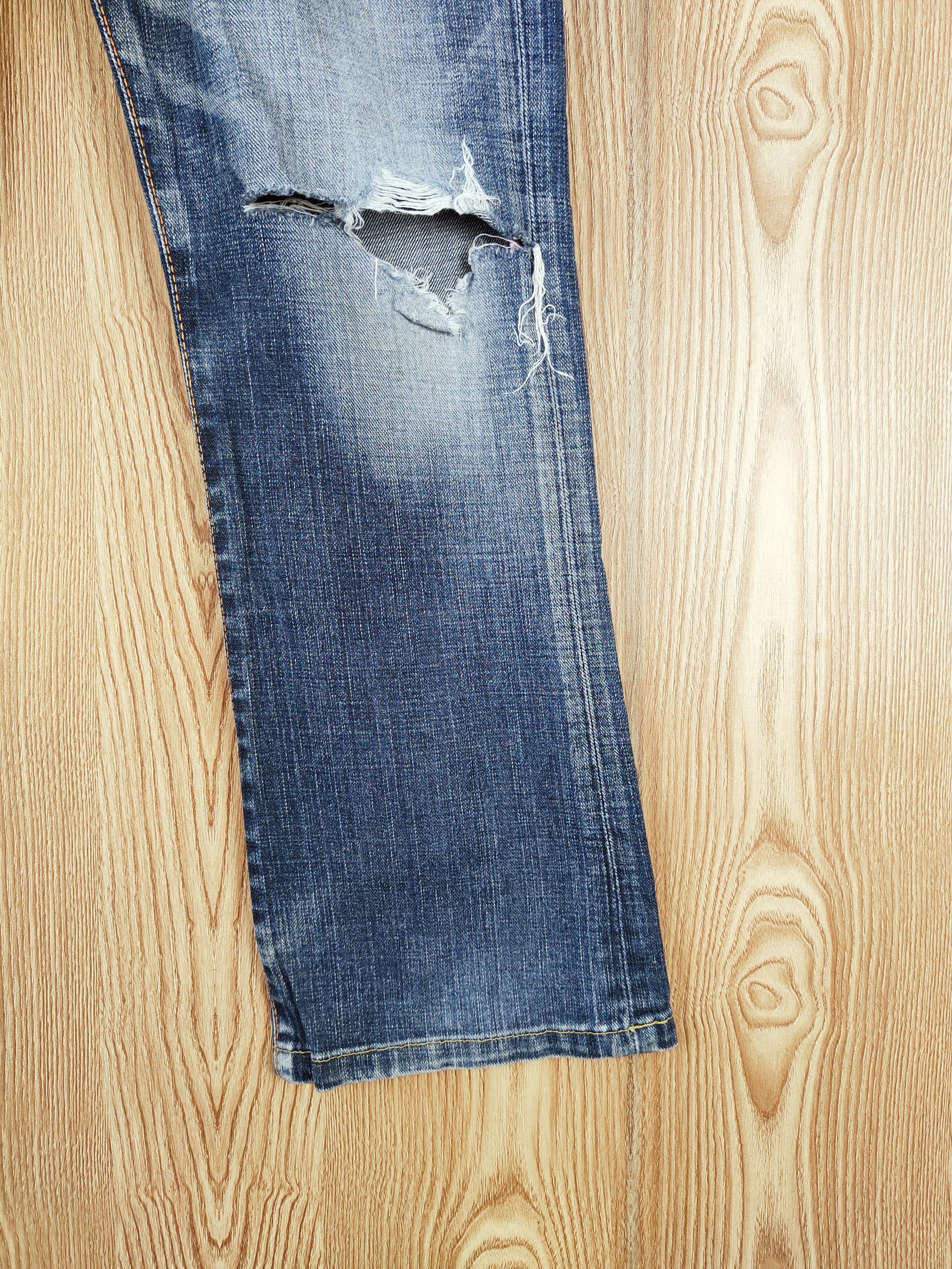 Edwin × Vintage SPECIAL OFFER 💥 Edwin Dark Blue Distressed Ripped Jeans Size 31" - 6 Thumbnail
