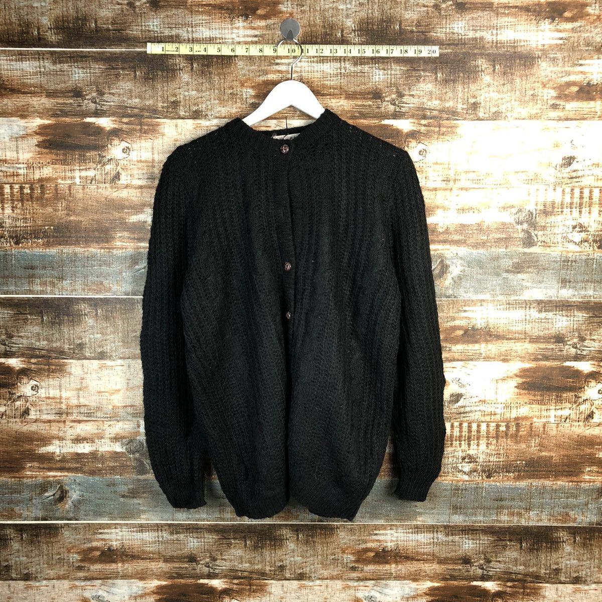 Aran Isles Knitwear View Life Black Patterned Cardigan knitwear #A1686 Size XL / US 12-14 / IT 48-50 - 1 Thumbnail