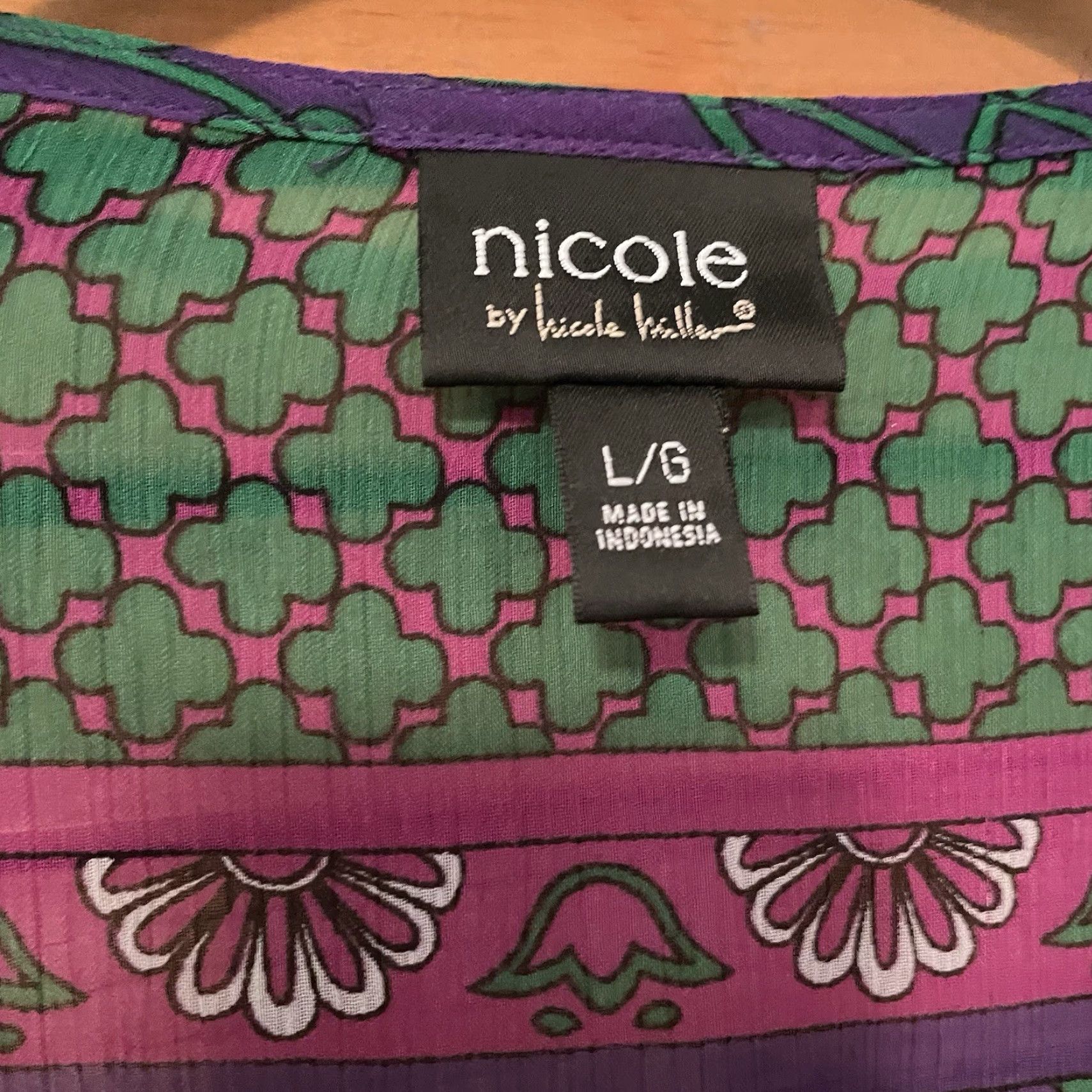 Nicole Miller Nicole Miller Blouse L Short Sleeve Sheer Purple Pink Green Boho Grunge Party Casual Womens Size L / US 10 / IT 46 - 3 Thumbnail
